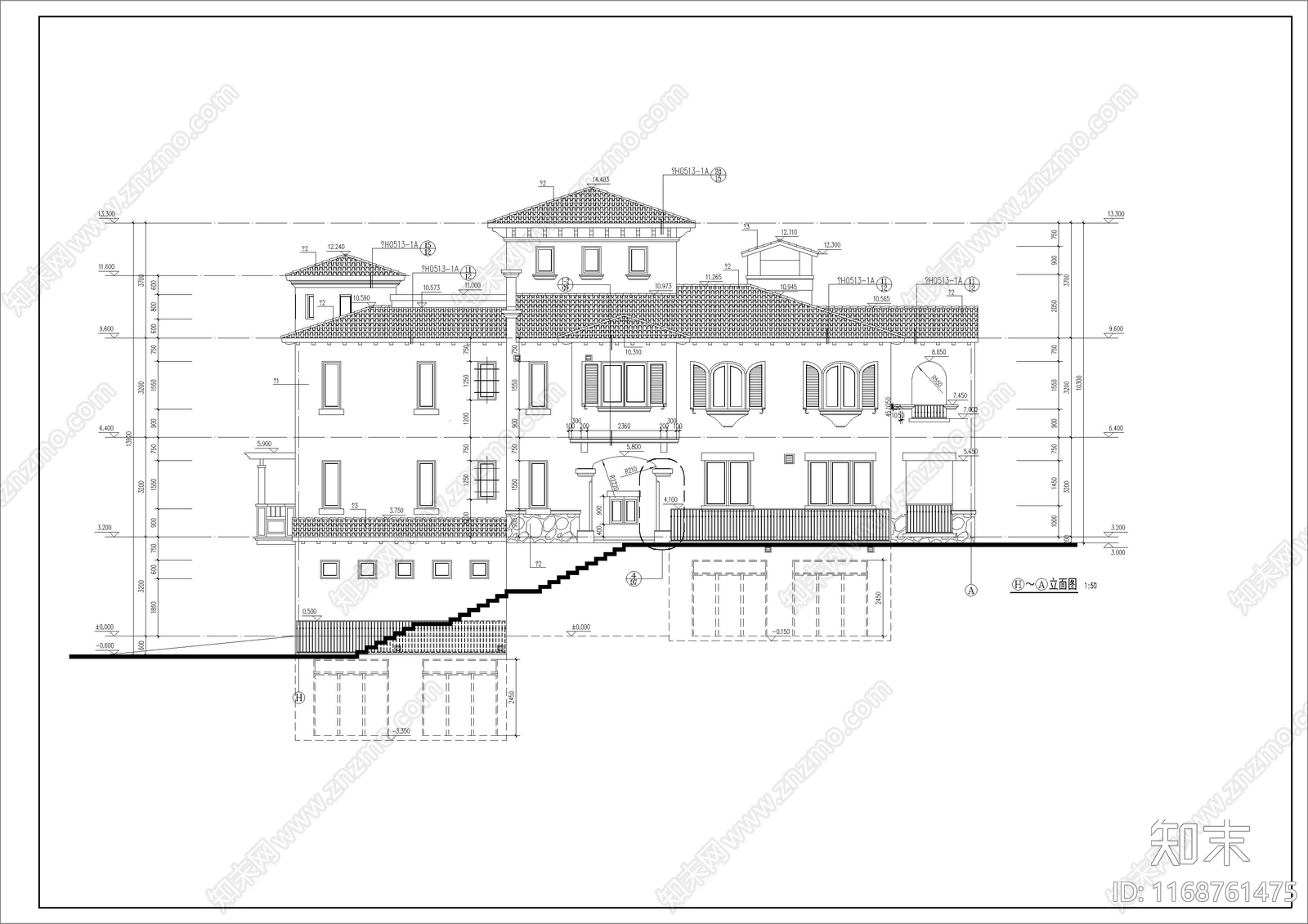 欧式北欧别墅建筑cad施工图下载【ID:1168761475】