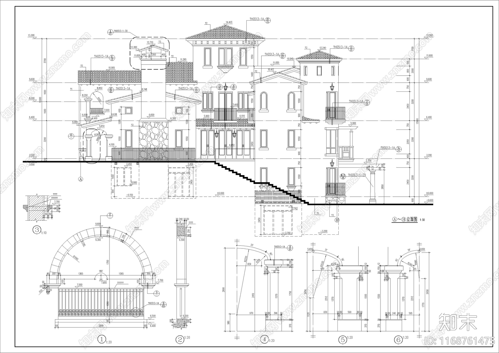 欧式北欧别墅建筑cad施工图下载【ID:1168761475】