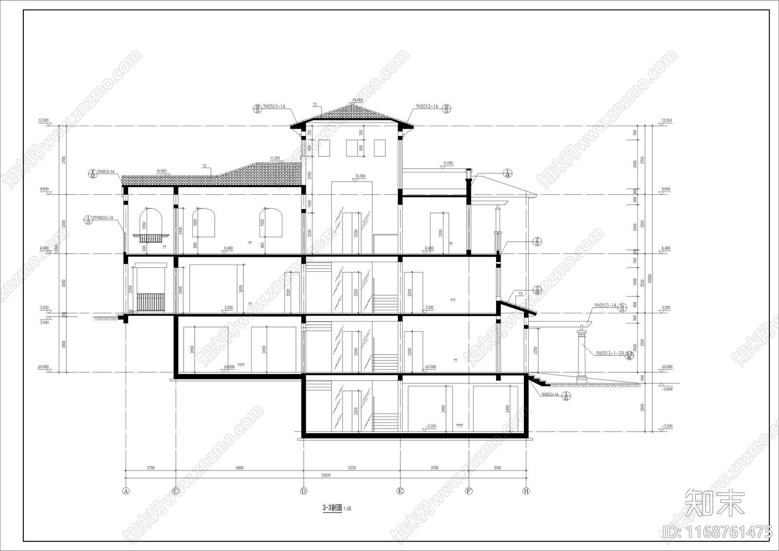 欧式北欧别墅建筑cad施工图下载【ID:1168761475】