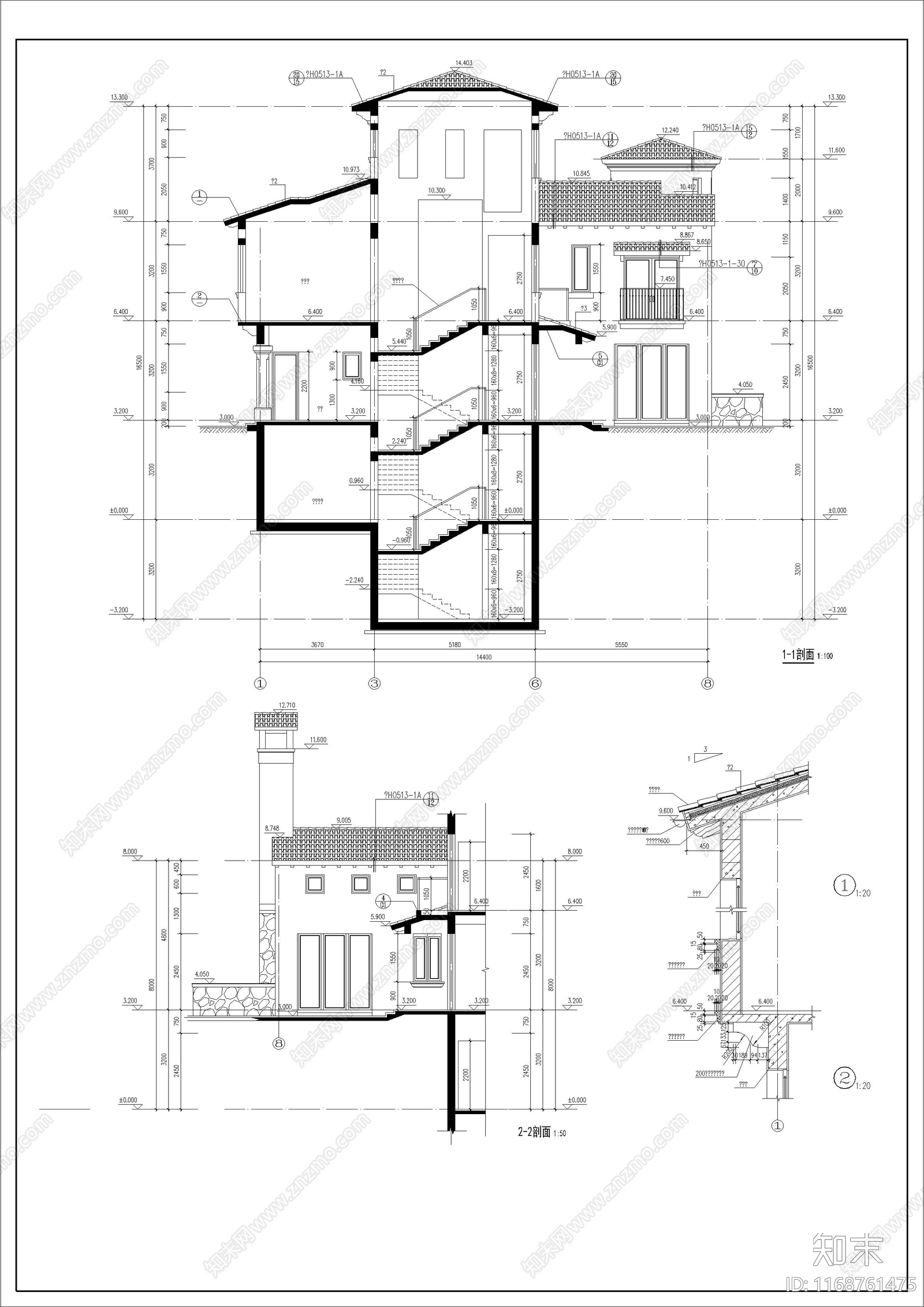 欧式北欧别墅建筑cad施工图下载【ID:1168761475】