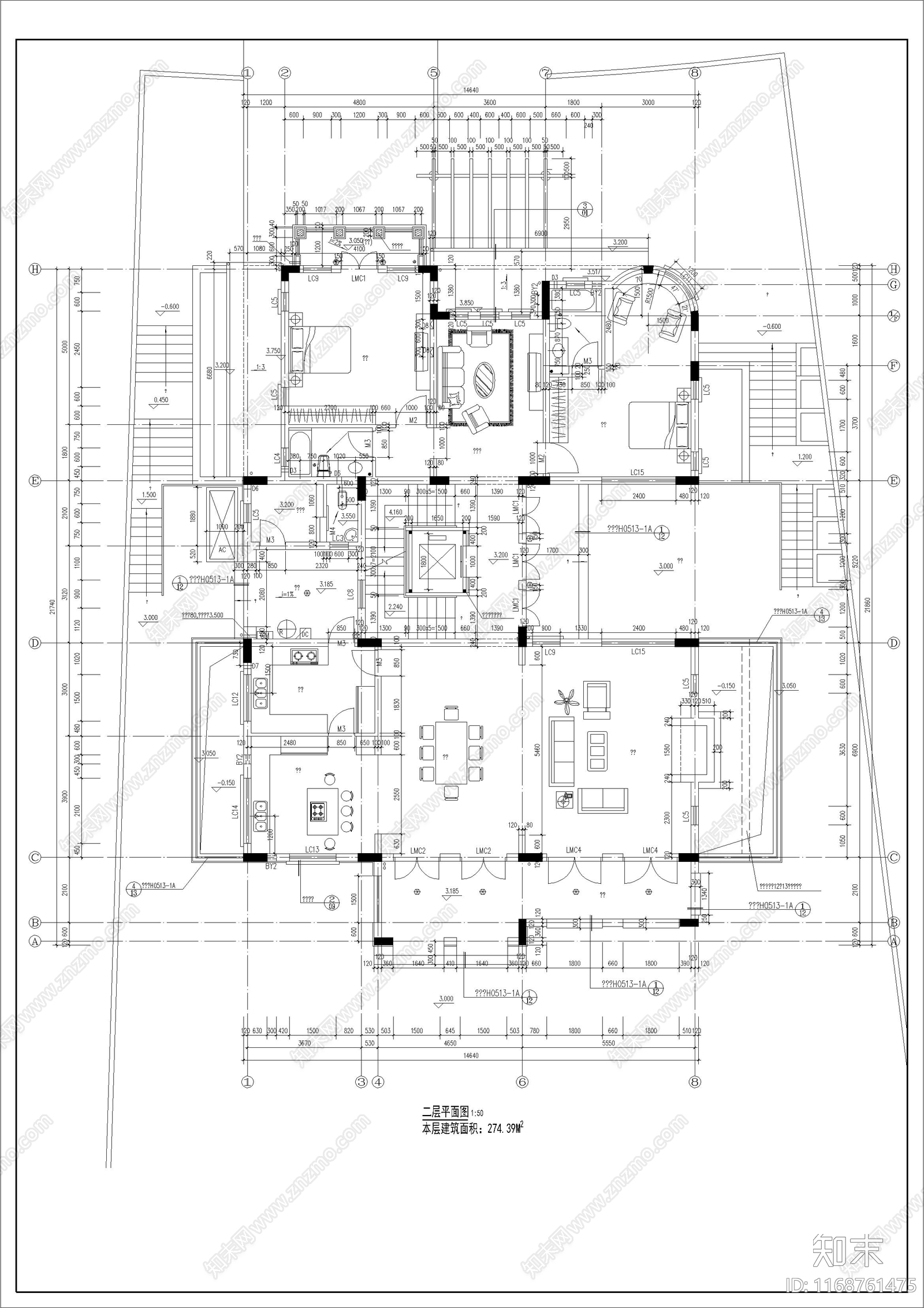 欧式北欧别墅建筑cad施工图下载【ID:1168761475】