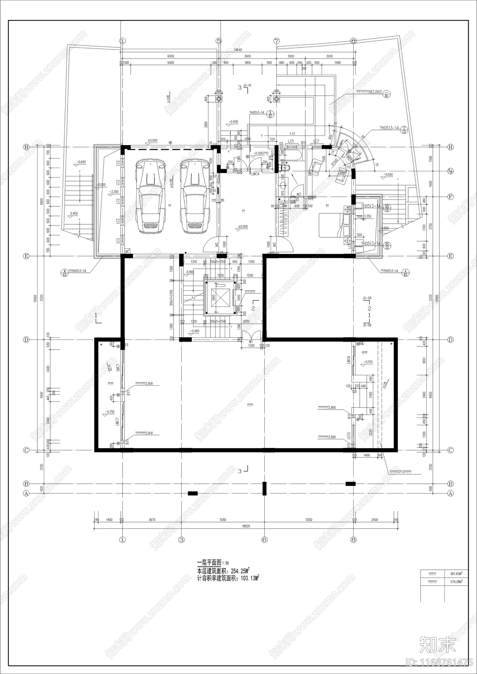 欧式北欧别墅建筑cad施工图下载【ID:1168761475】