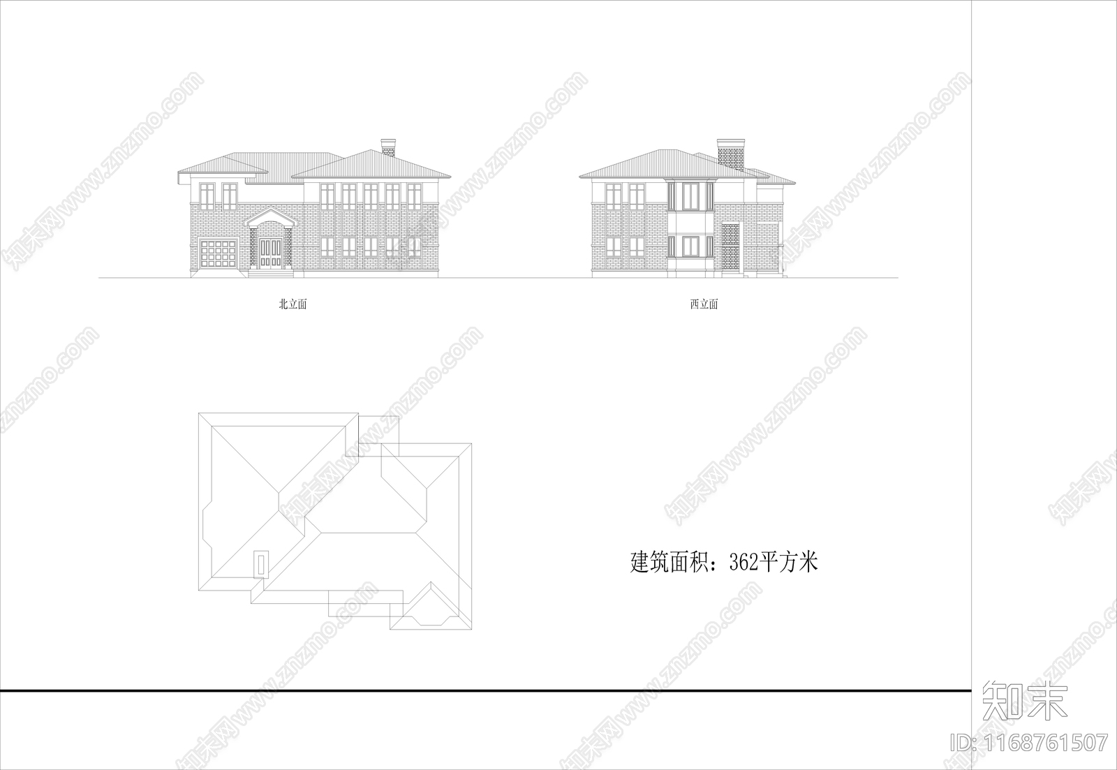 美式欧式别墅建筑施工图下载【ID:1168761507】