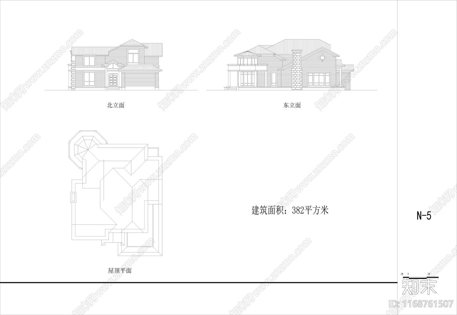 美式欧式别墅建筑施工图下载【ID:1168761507】