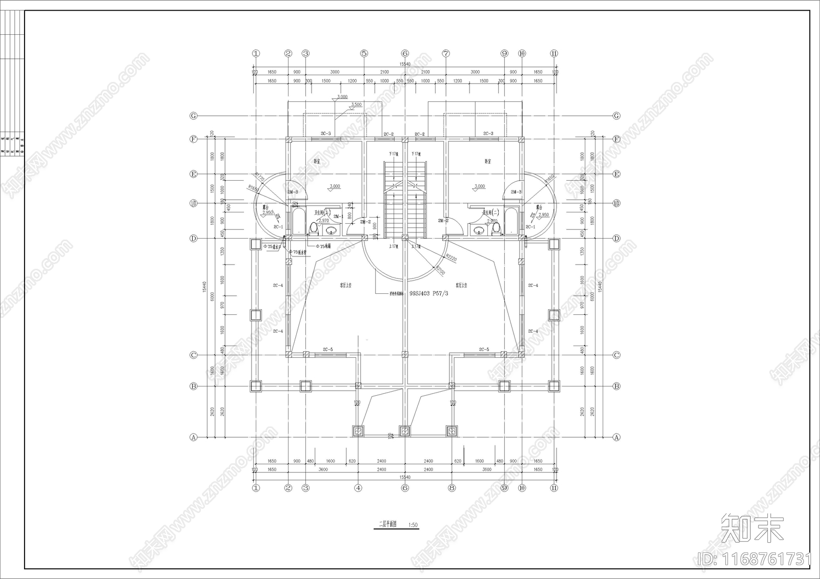 简欧欧式别墅建筑cad施工图下载【ID:1168761731】