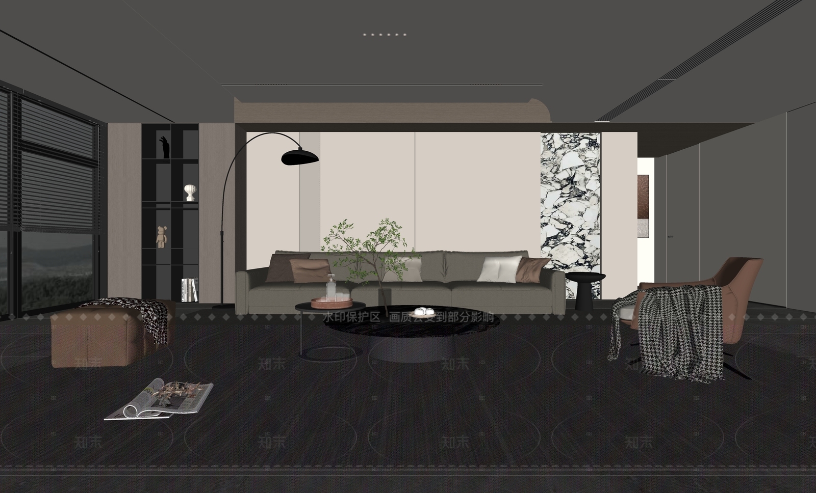 现代家居客厅SU模型下载【ID:1215938047】