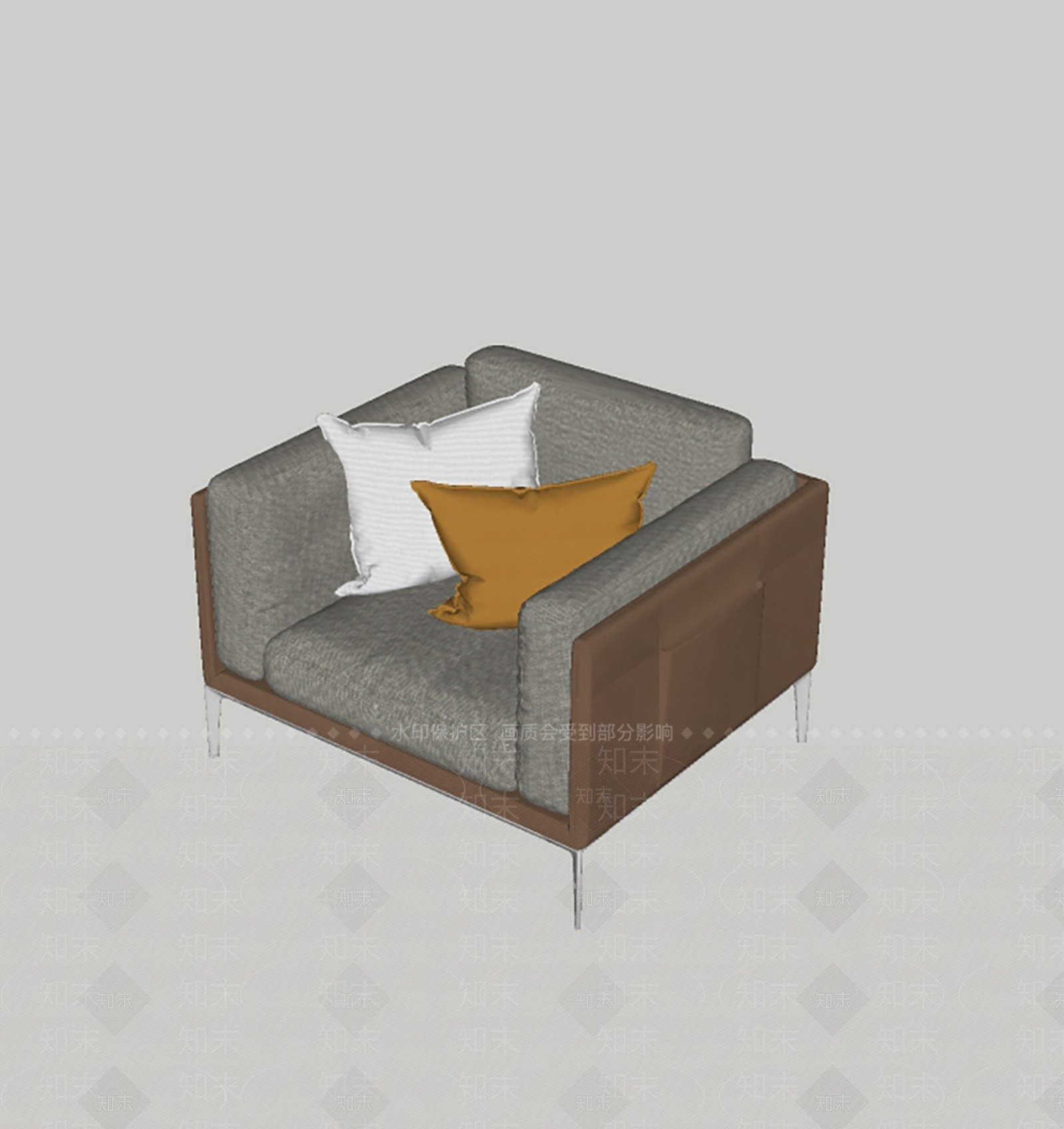 现代简约单人沙发SU模型下载【ID:1168764550】