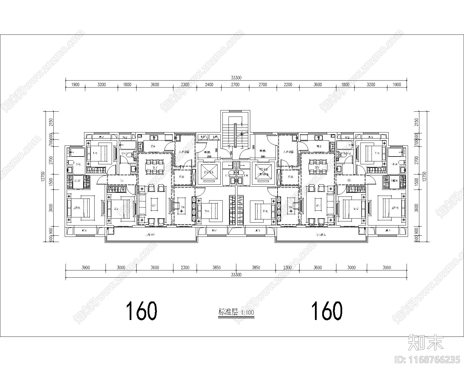 现代住宅楼建筑cad施工图下载【ID:1168766235】