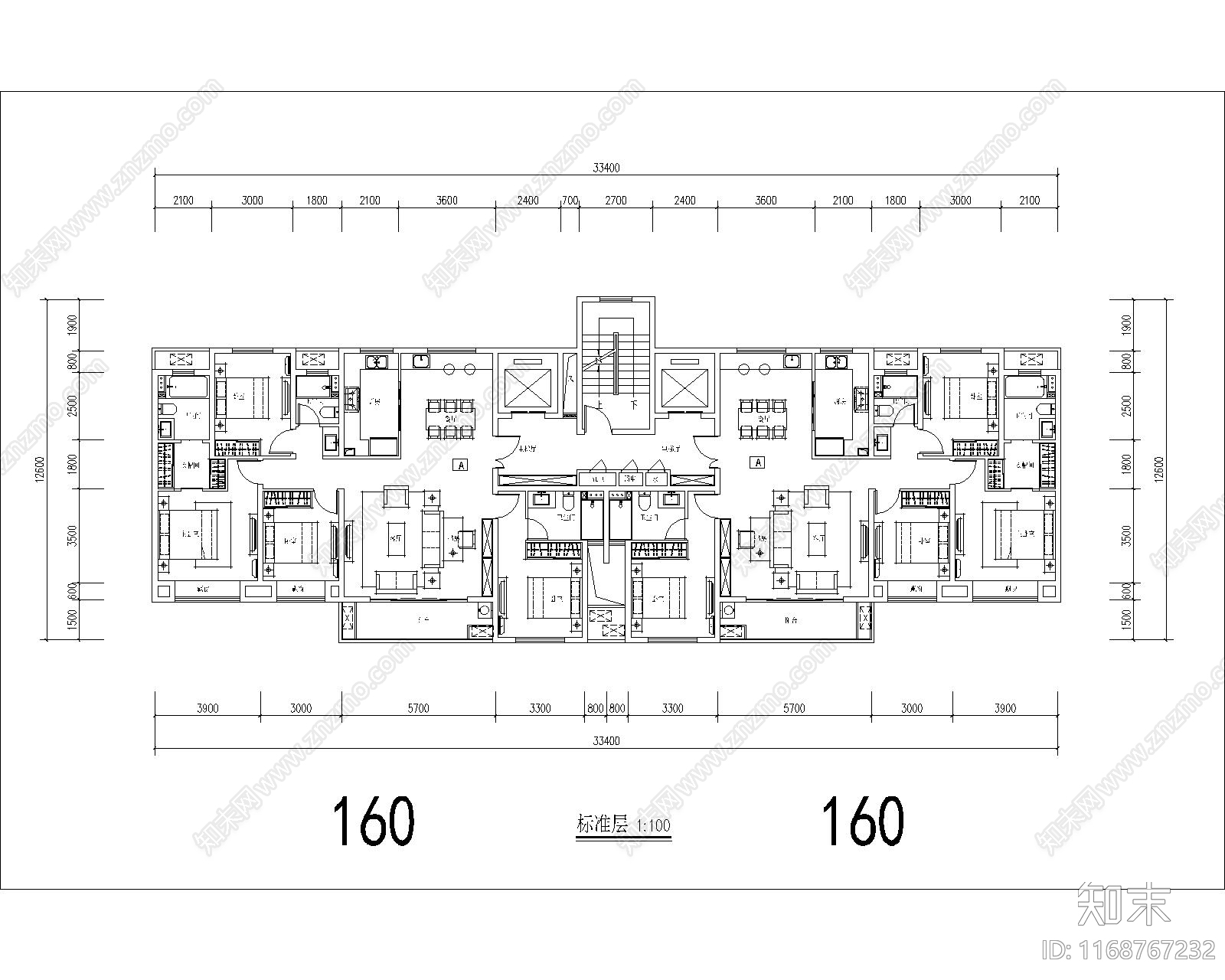 现代住宅楼建筑cad施工图下载【ID:1168767232】