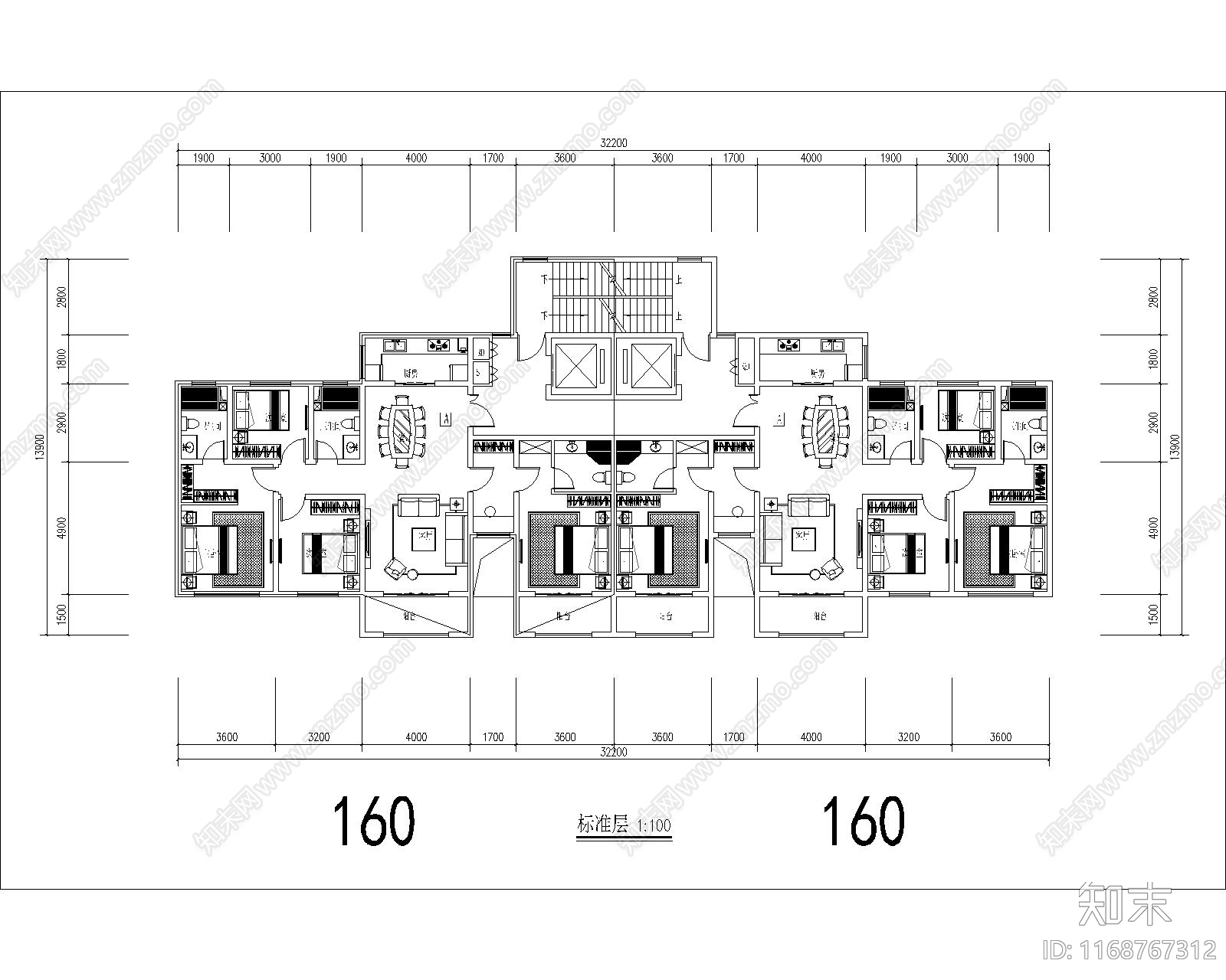 现代住宅楼建筑cad施工图下载【ID:1168767312】