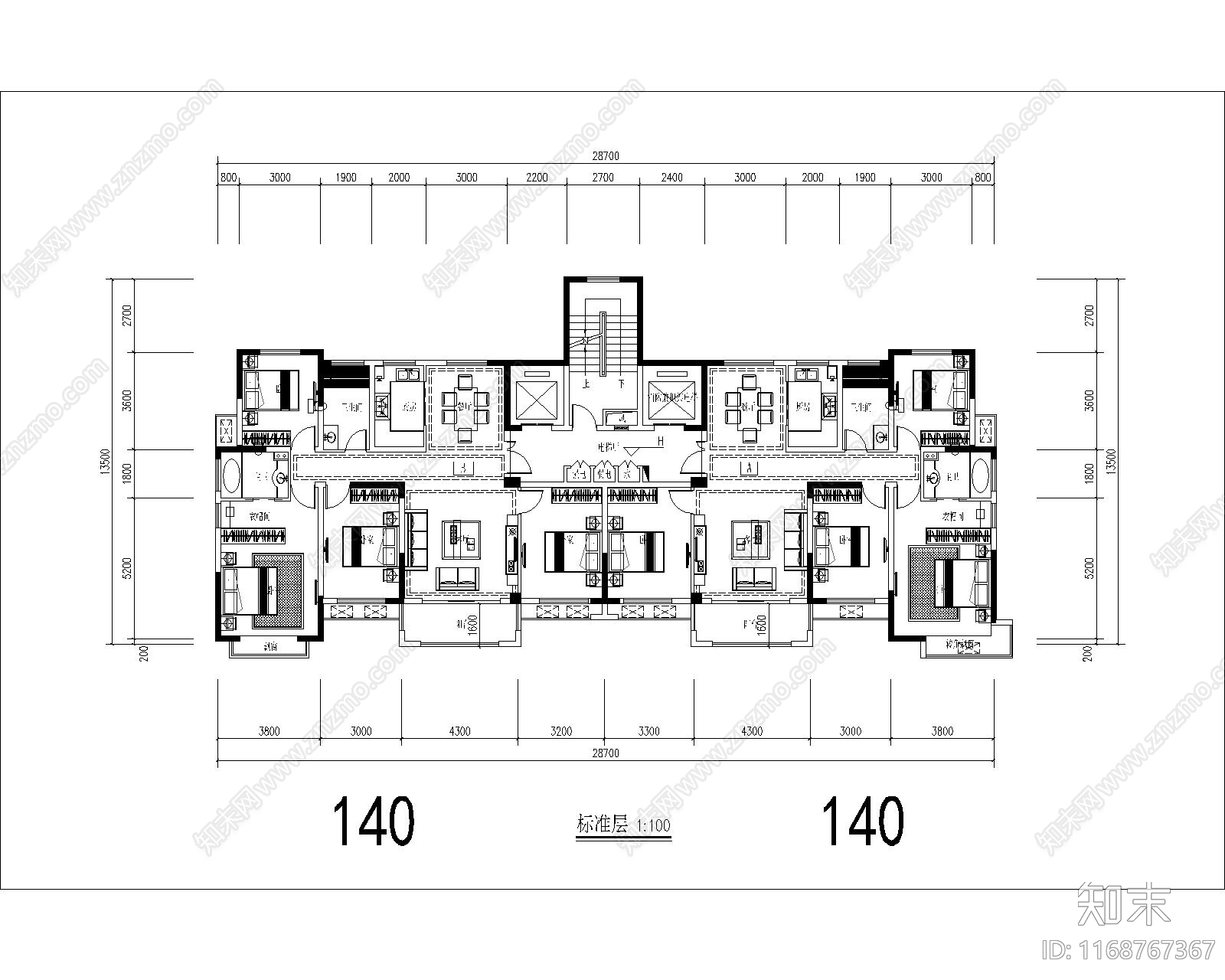 现代住宅楼建筑cad施工图下载【ID:1168767367】