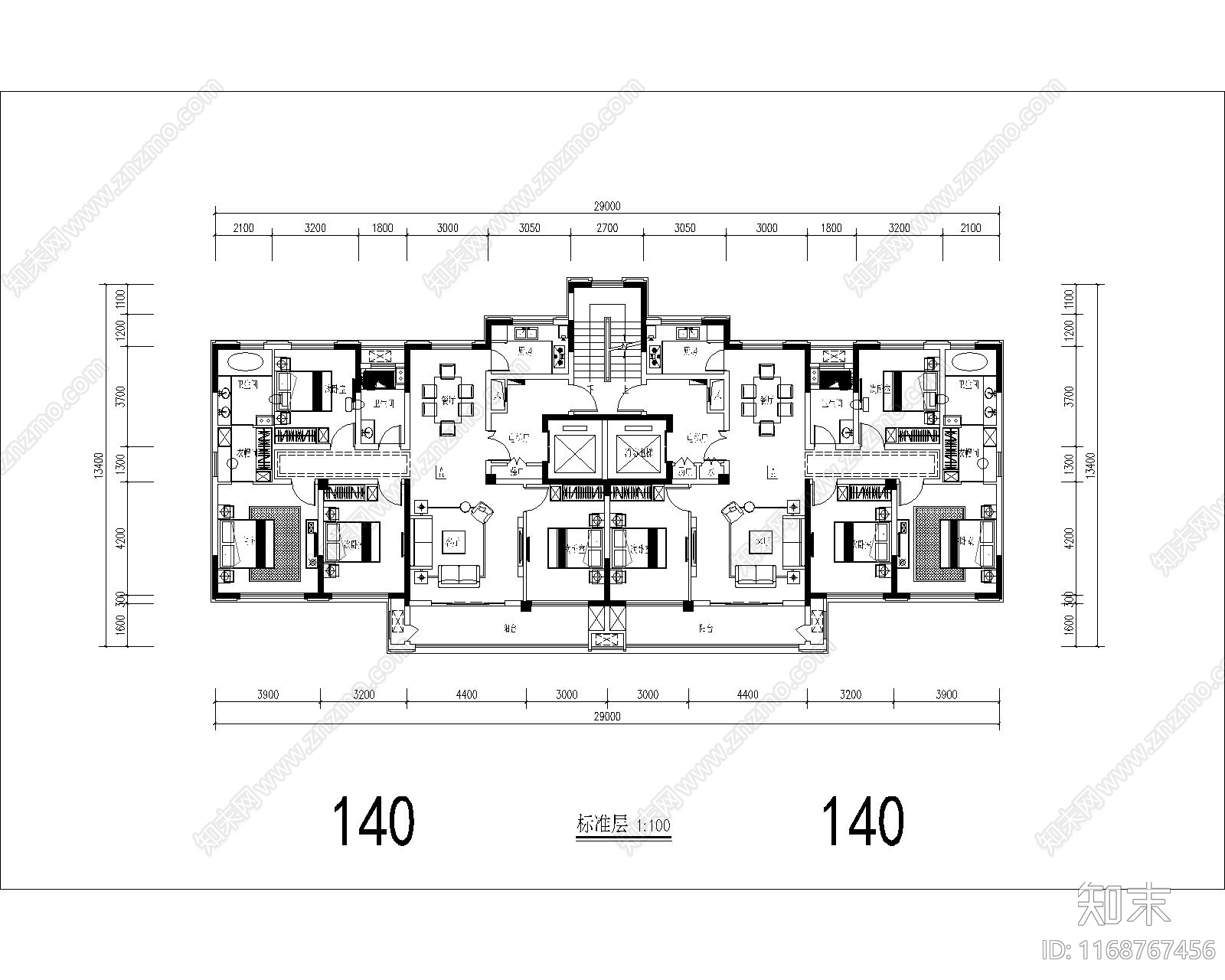 现代住宅楼建筑cad施工图下载【ID:1168767456】