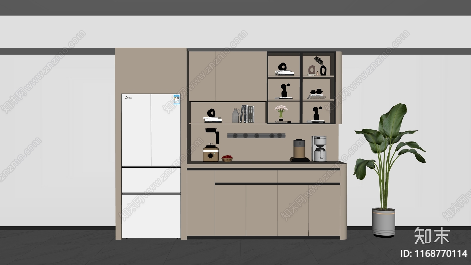 现代餐边柜SU模型下载【ID:1168770114】