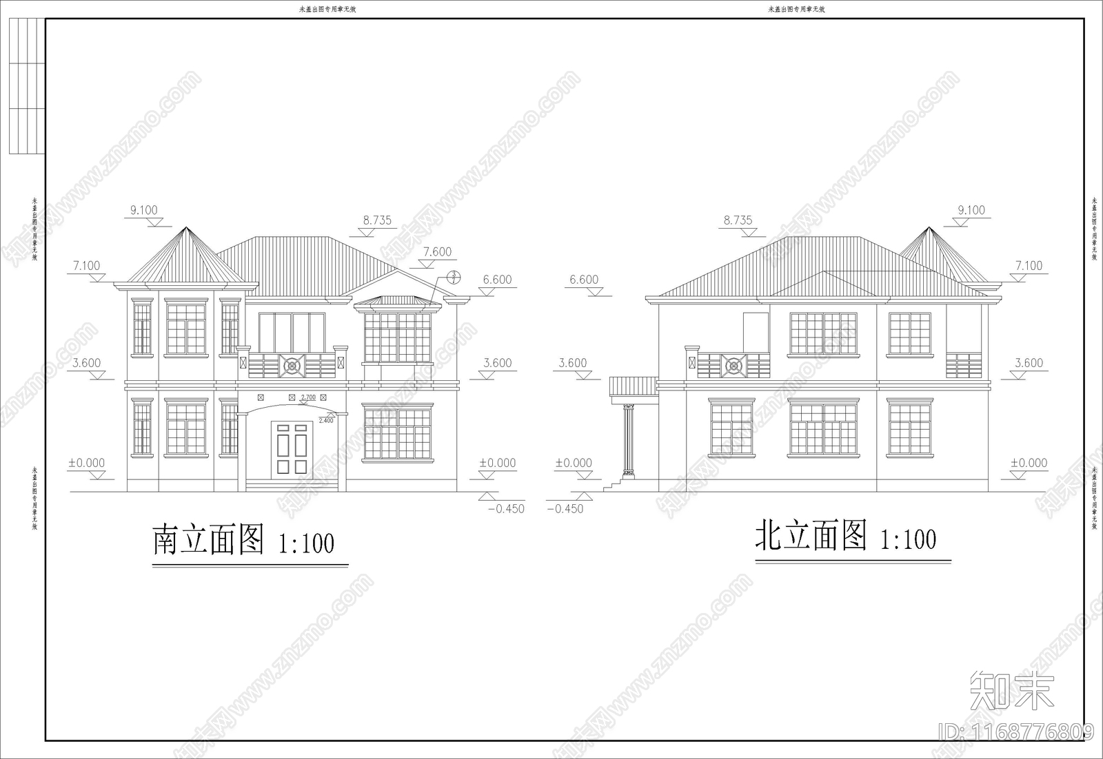 欧式简欧别墅建筑施工图下载【ID:1168776809】