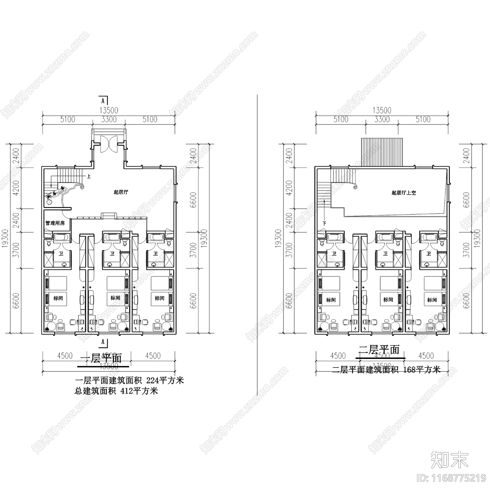 新中式酒店建筑cad施工图下载【ID:1168775219】