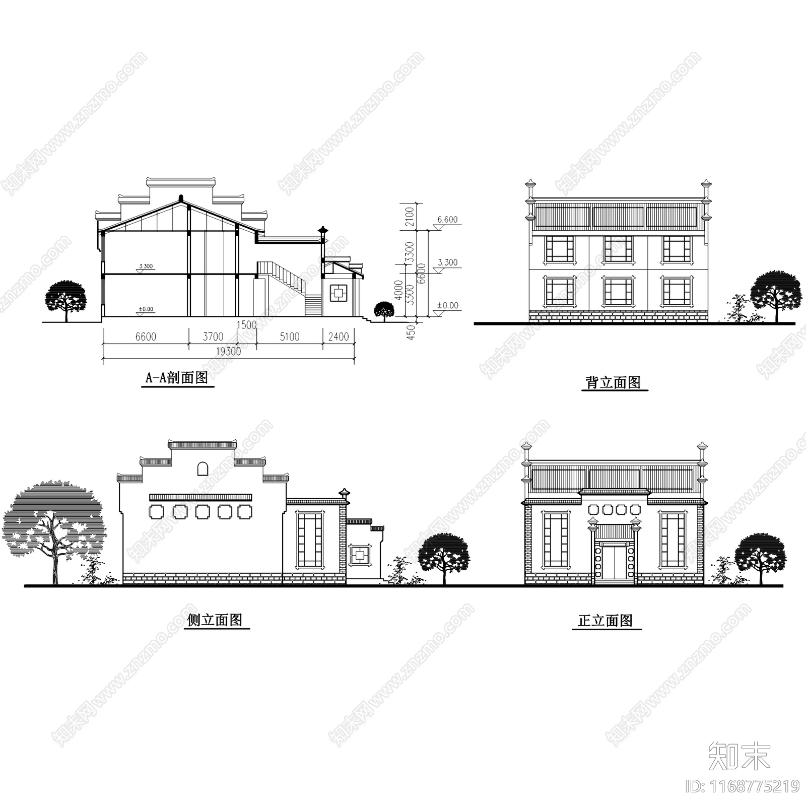 新中式酒店建筑cad施工图下载【ID:1168775219】