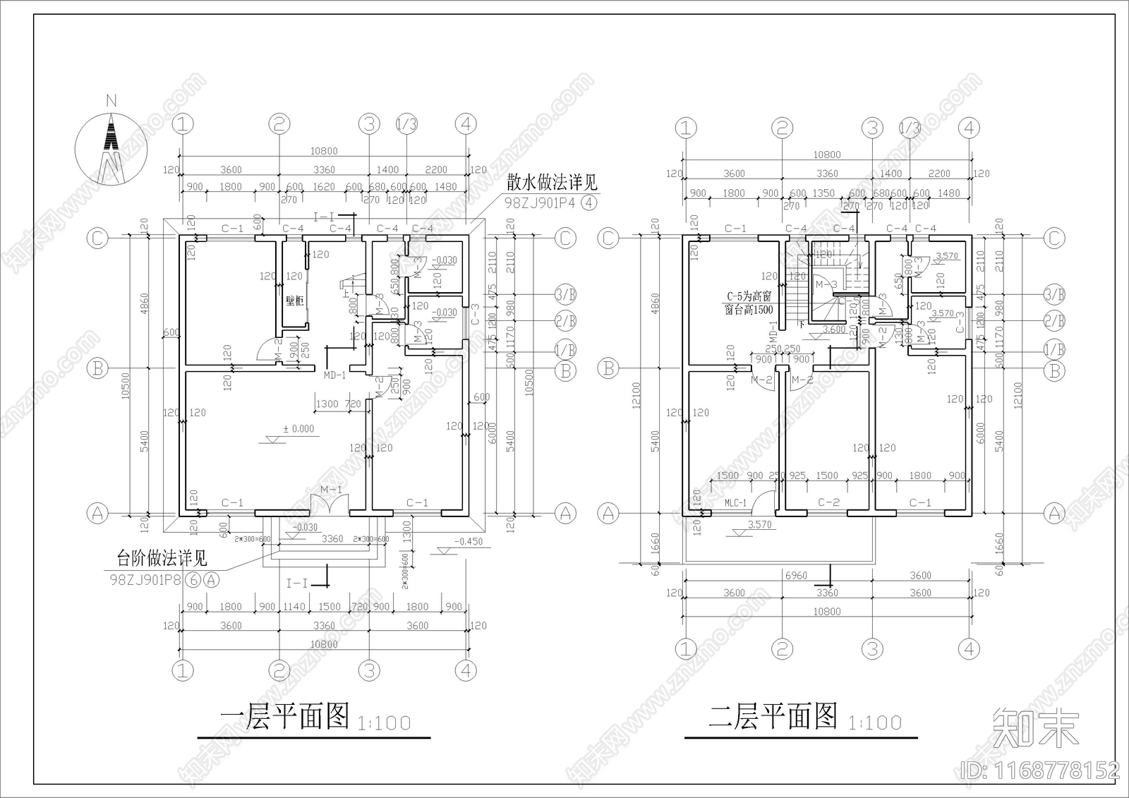 欧式简欧别墅建筑cad施工图下载【ID:1168778152】