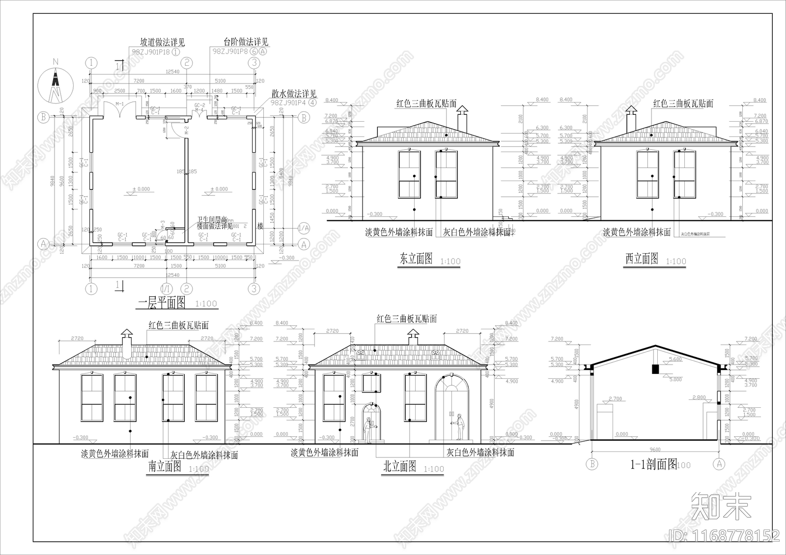 欧式简欧别墅建筑cad施工图下载【ID:1168778152】