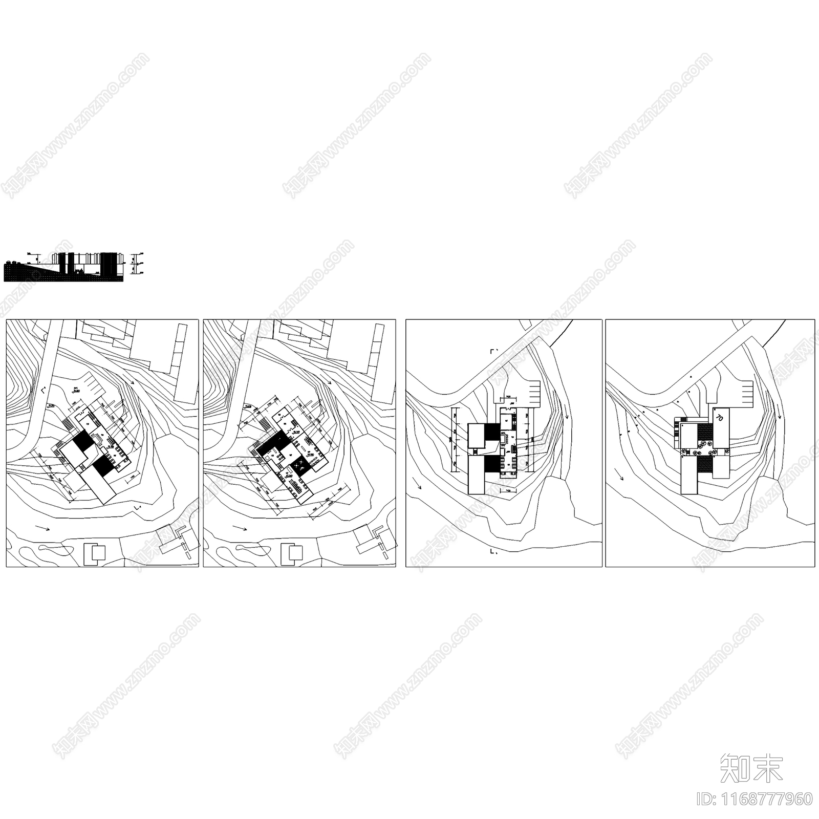 现代新中式民宿建筑cad施工图下载【ID:1168777960】