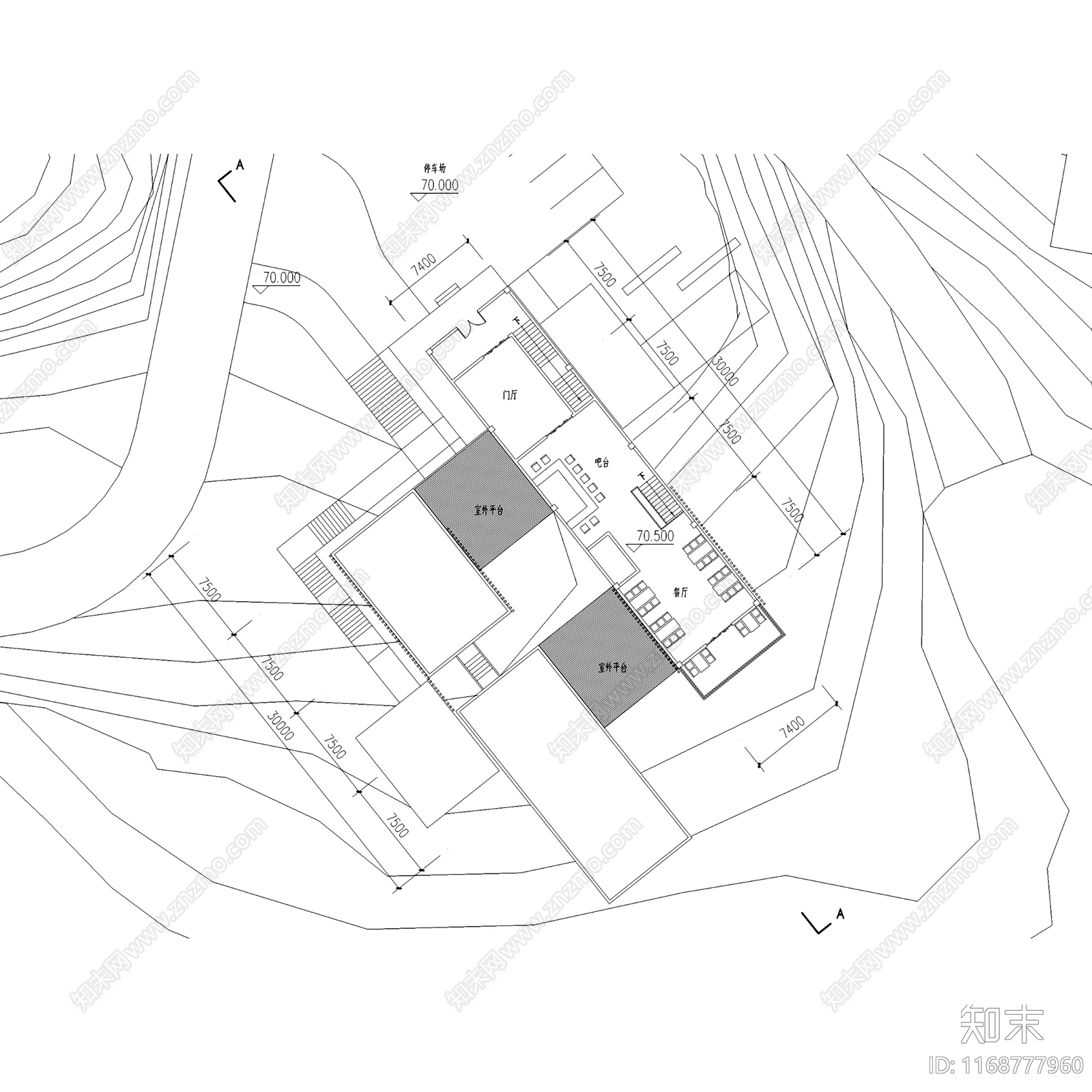 现代新中式民宿建筑cad施工图下载【ID:1168777960】