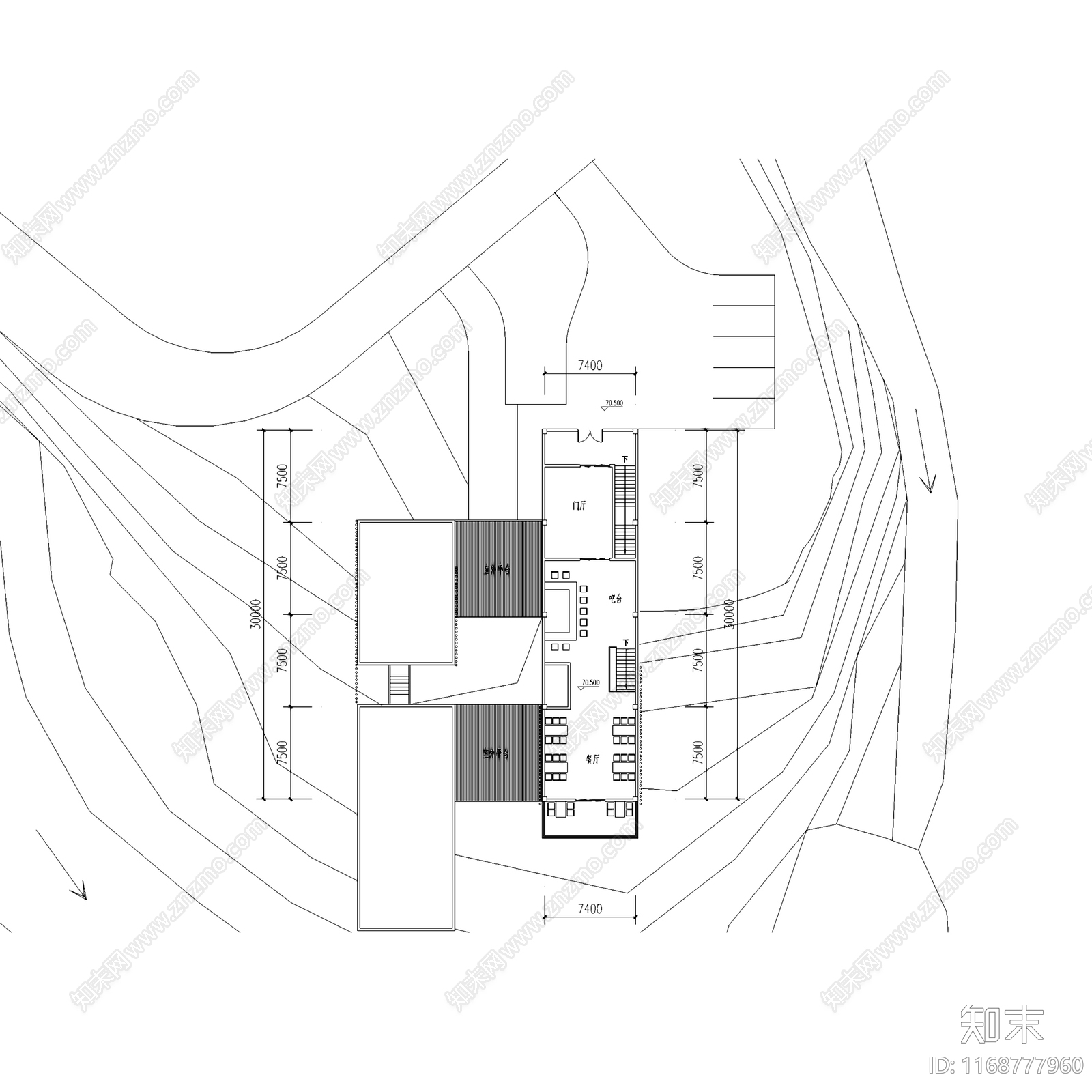 现代新中式民宿建筑cad施工图下载【ID:1168777960】