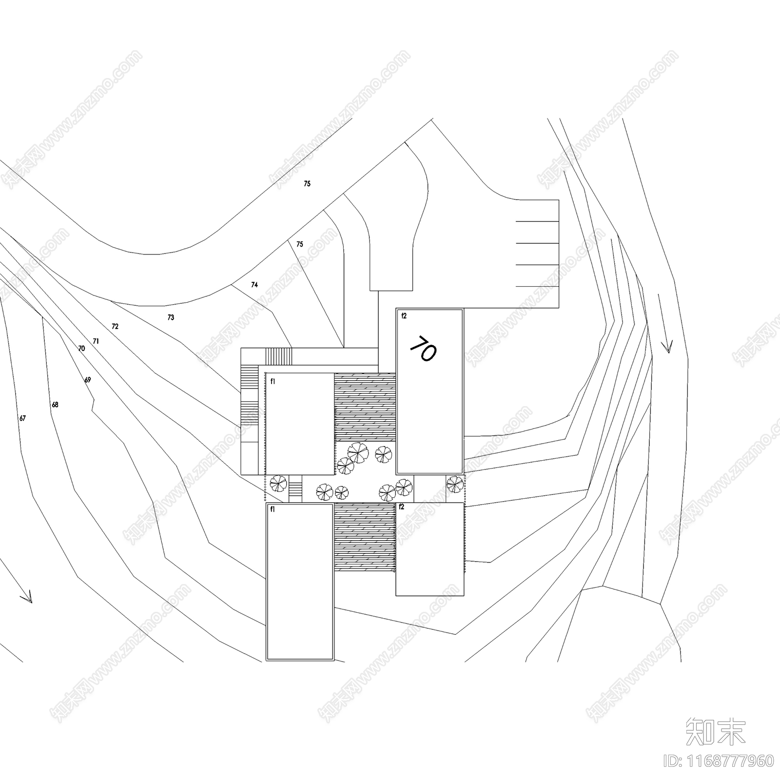 现代新中式民宿建筑cad施工图下载【ID:1168777960】