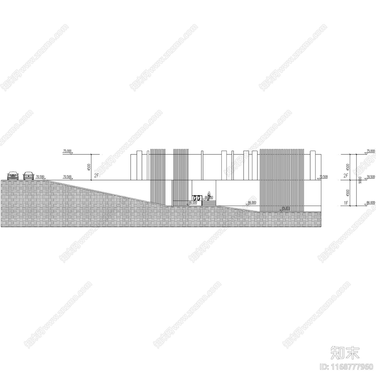 现代新中式民宿建筑cad施工图下载【ID:1168777960】