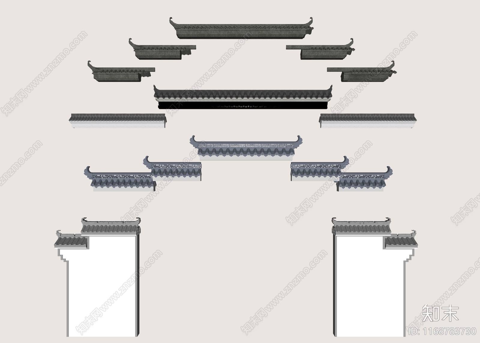 现代中式屋檐SU模型下载【ID:1168783730】