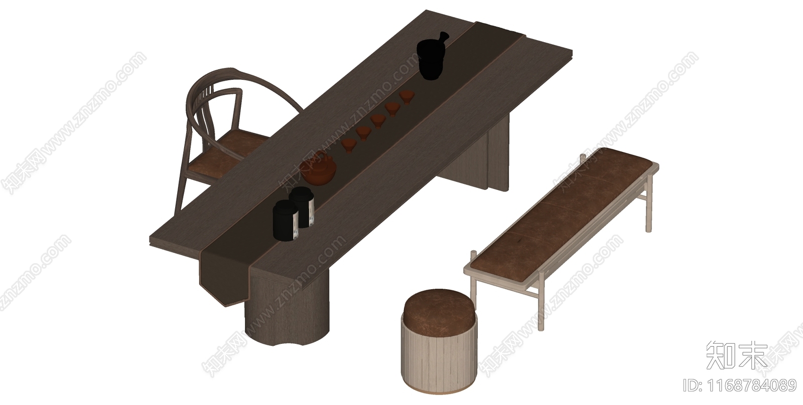 新中式茶桌椅SU模型下载【ID:1168784089】
