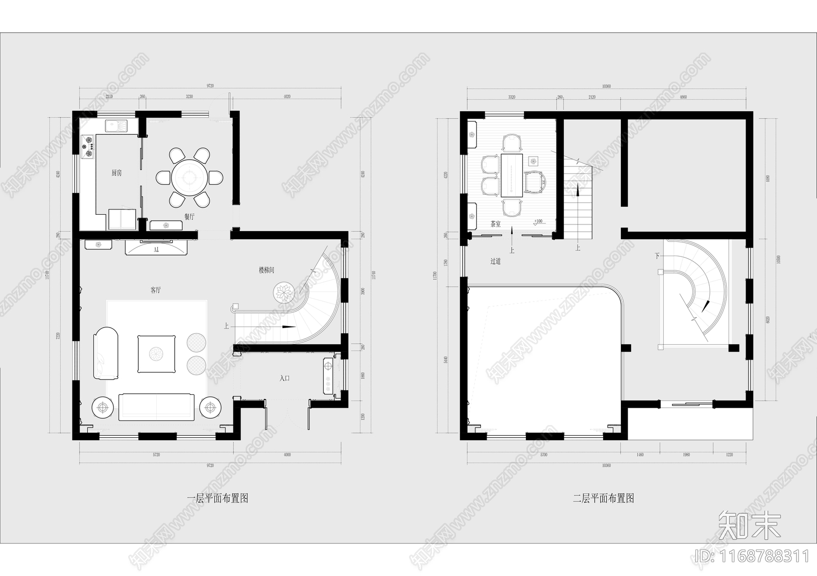 现代新中式整体家装空间cad施工图下载【ID:1168788311】