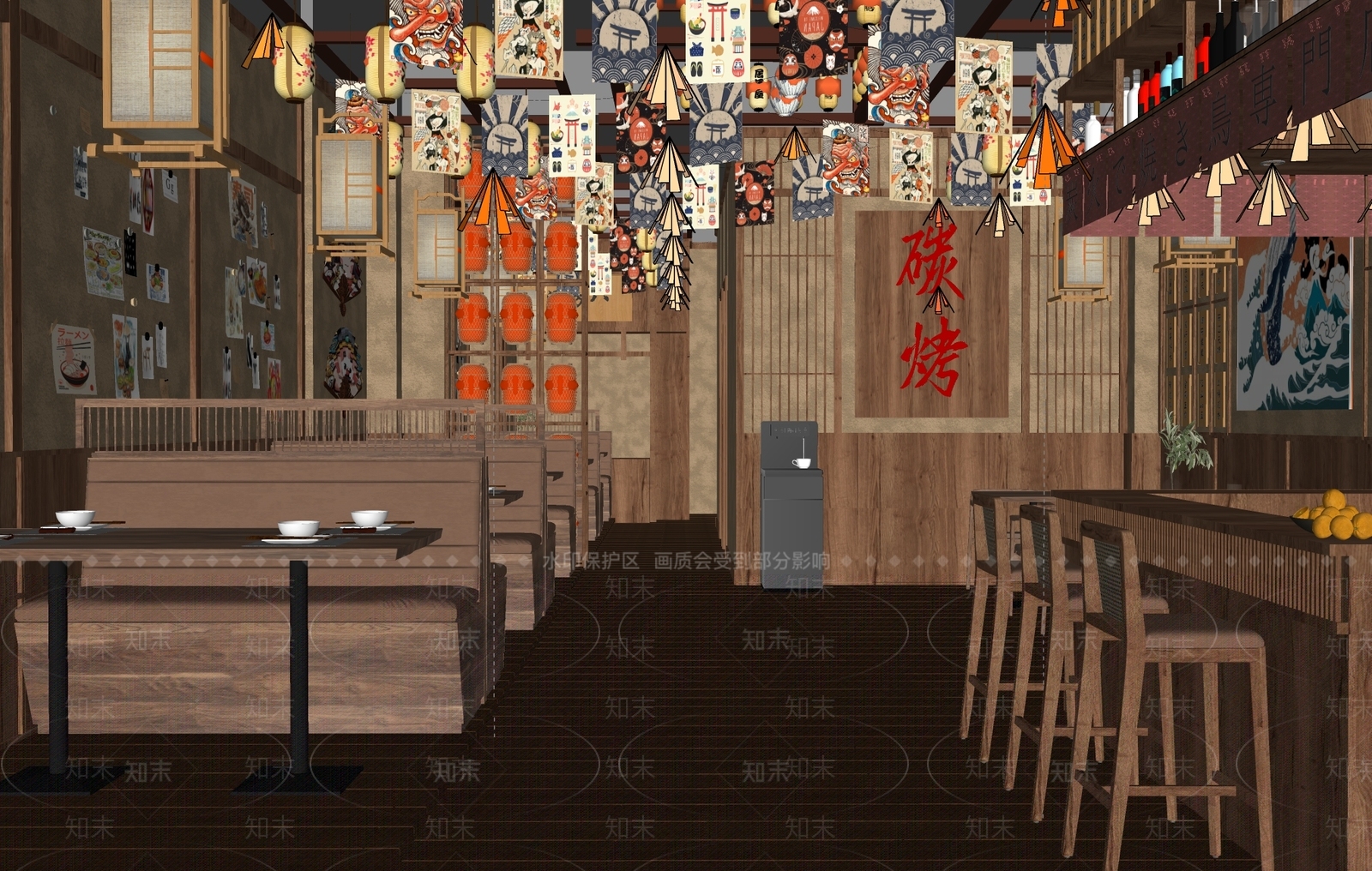 日式新中式酒吧SU模型下载【ID:1168791387】
