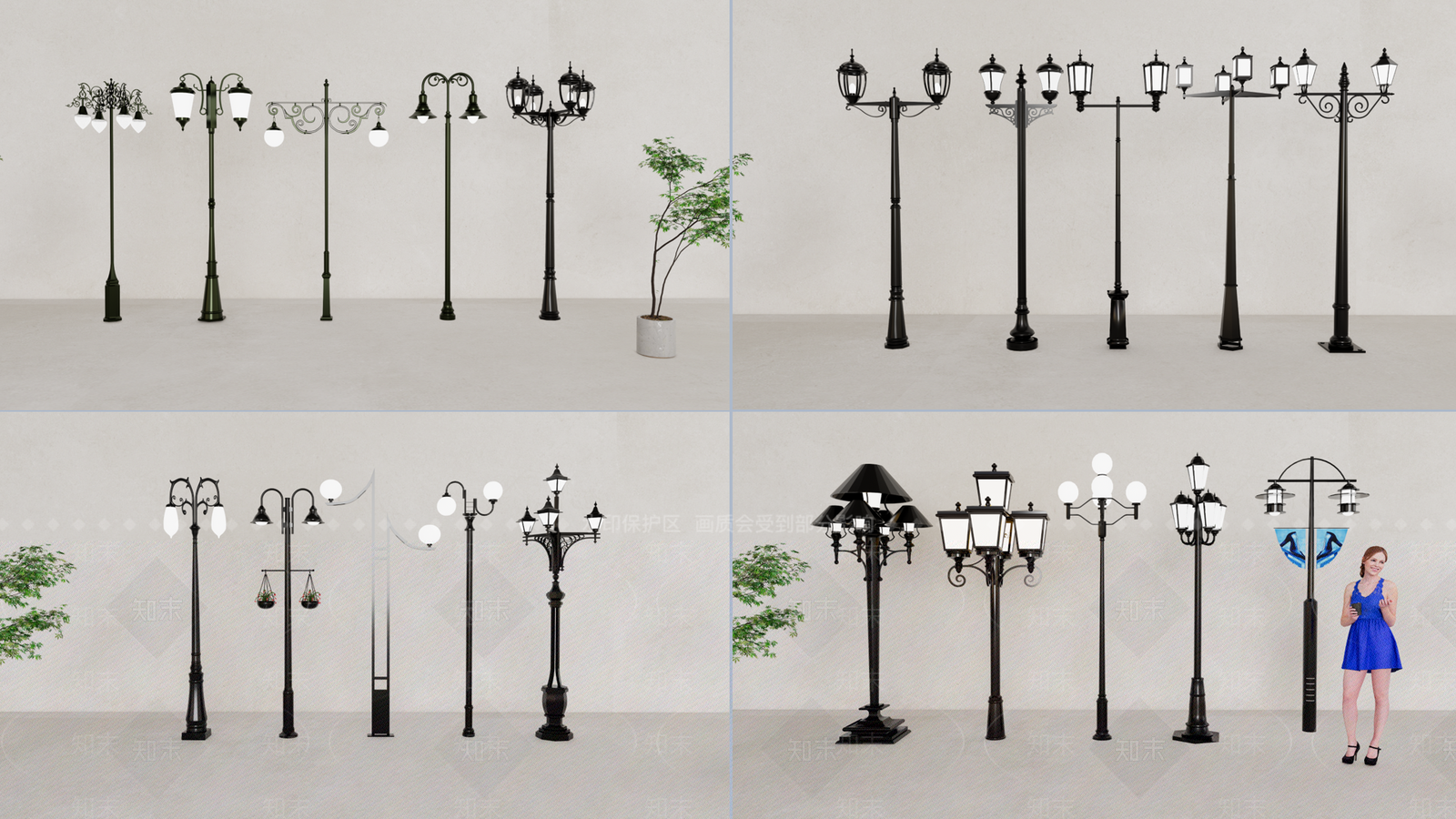 美式欧式路灯SU模型下载【ID:1168791708】