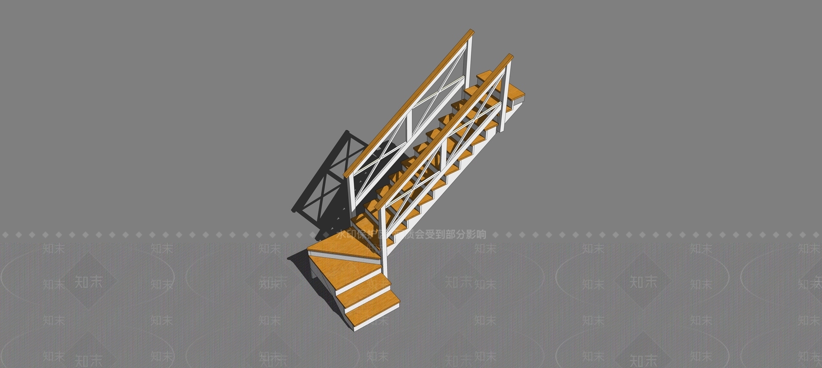 现代楼梯SU模型下载【ID:1168795793】