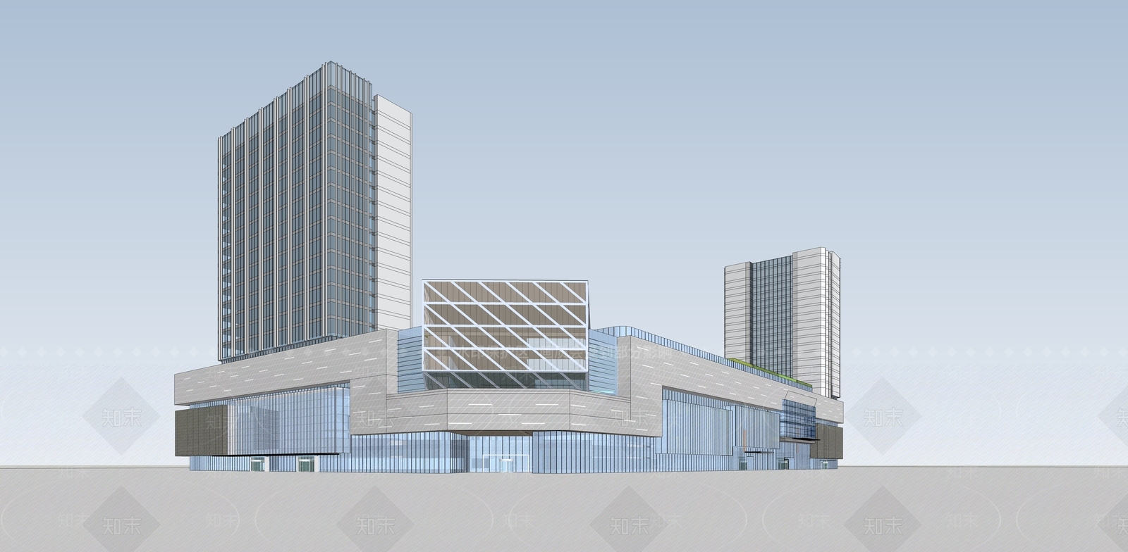 现代商场建筑SU模型下载【ID:1168798839】