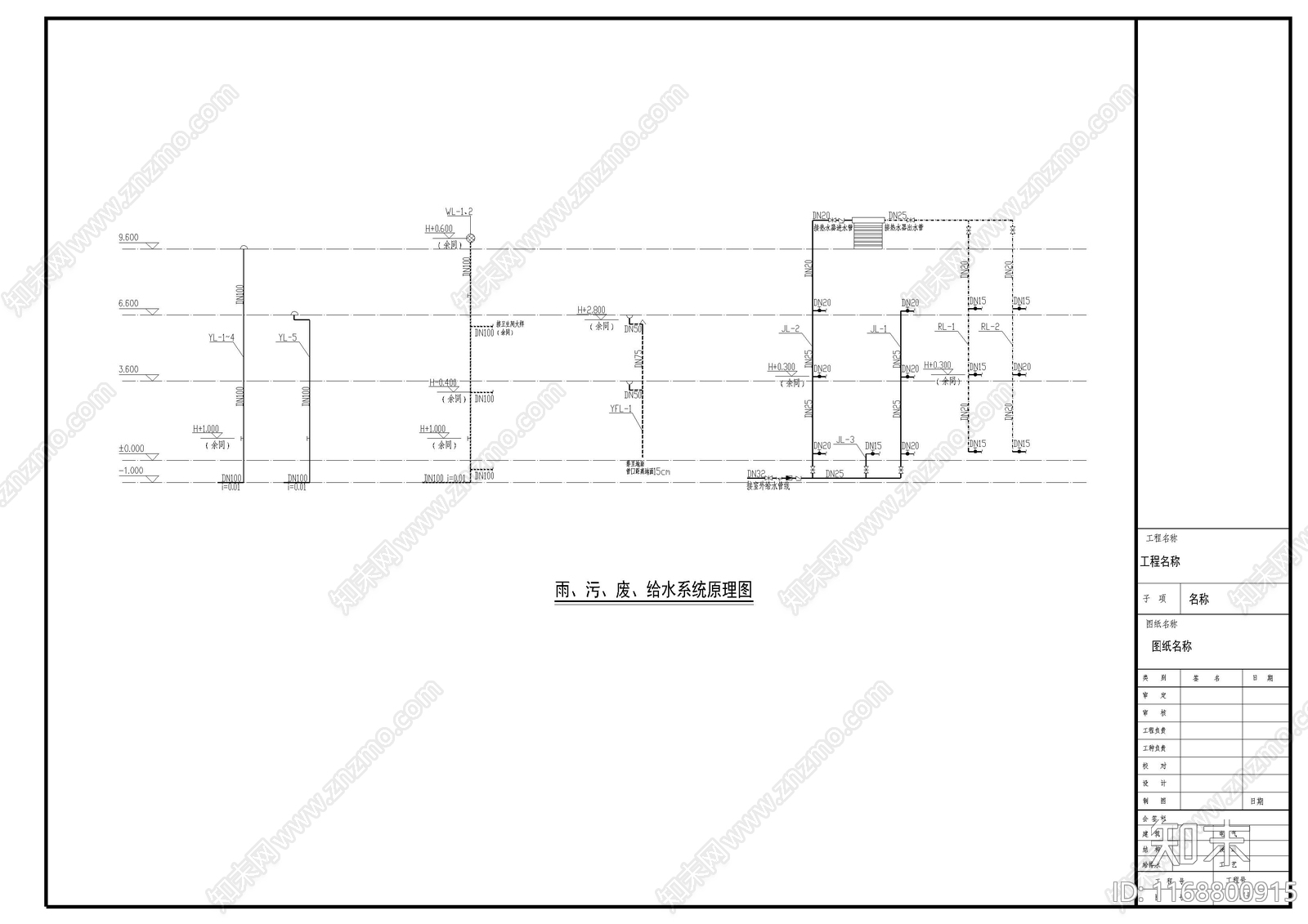 给排水图cad施工图下载【ID:1168800915】