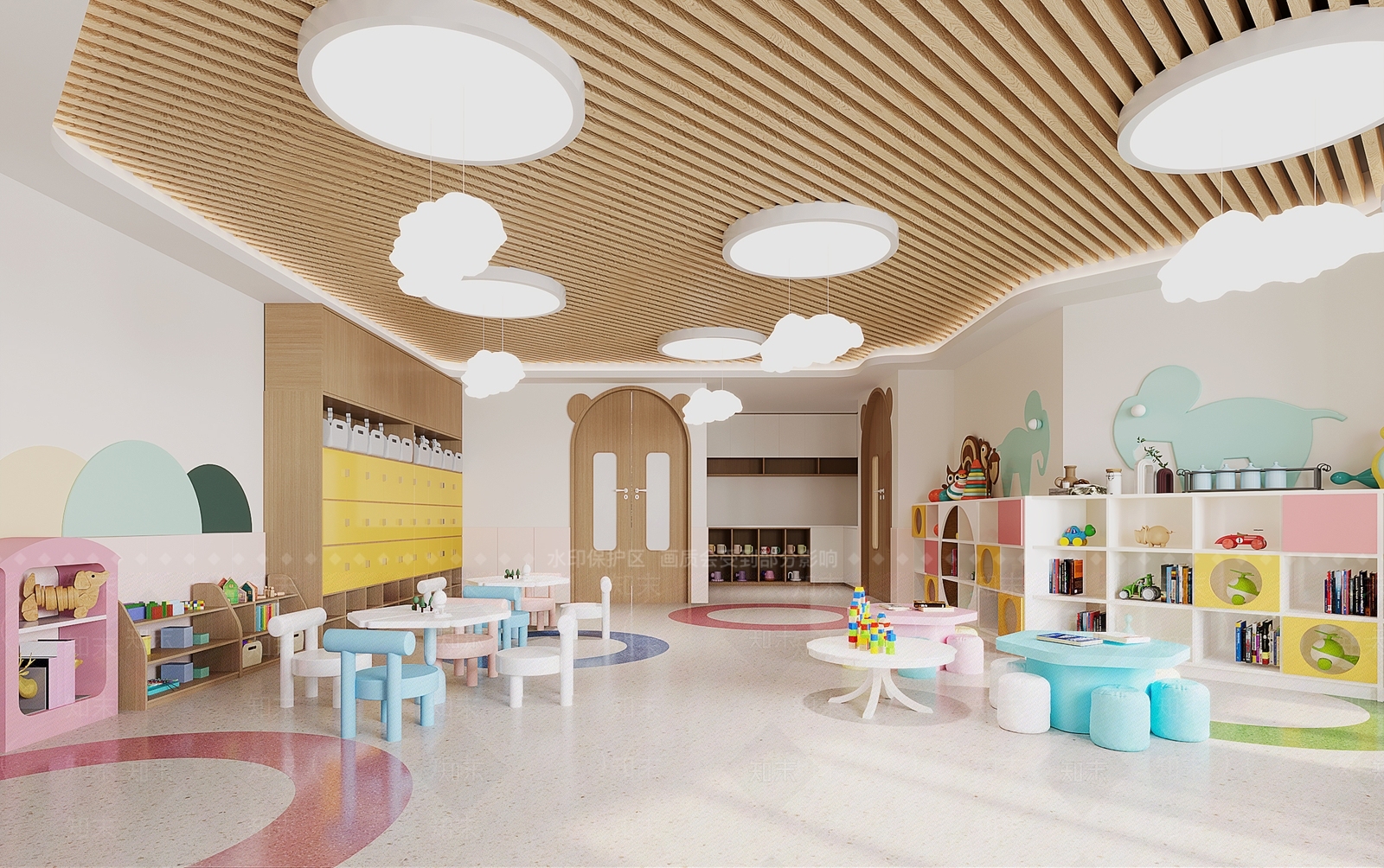 现代原木幼儿园3D模型下载【ID:1168812877】