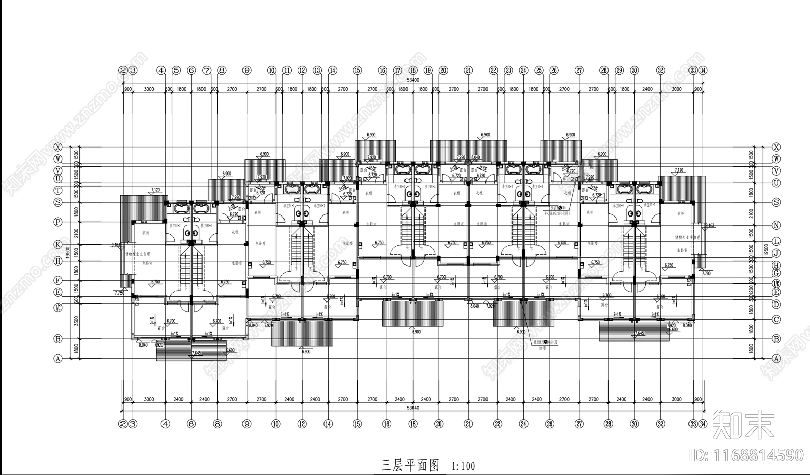 美式别墅建筑cad施工图下载【ID:1168814590】