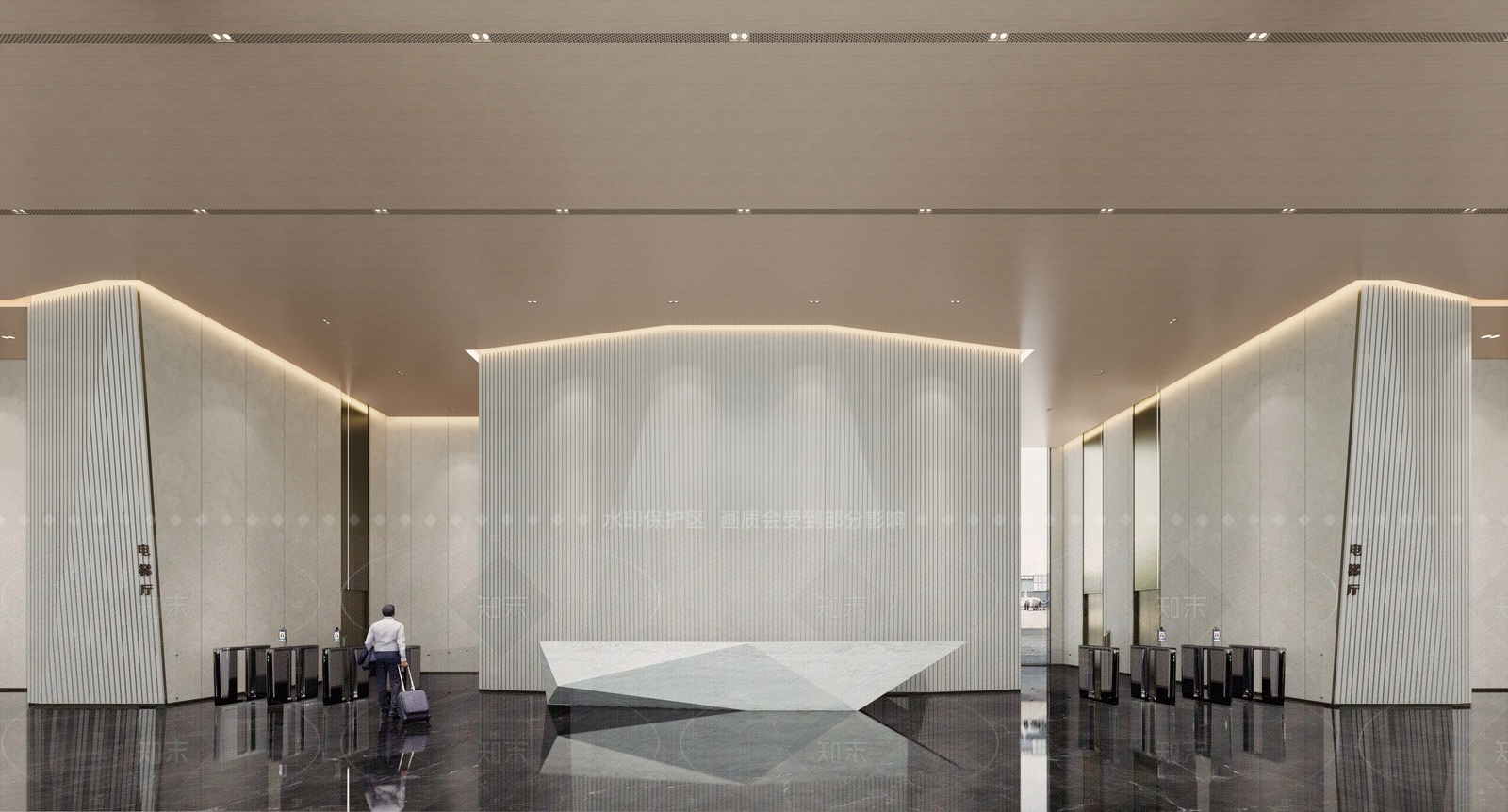 现代办公大堂SU模型下载【ID:1216003981】