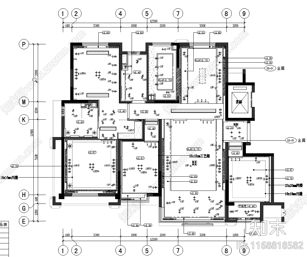 新中式整体家装空间cad施工图下载【ID:1168818582】