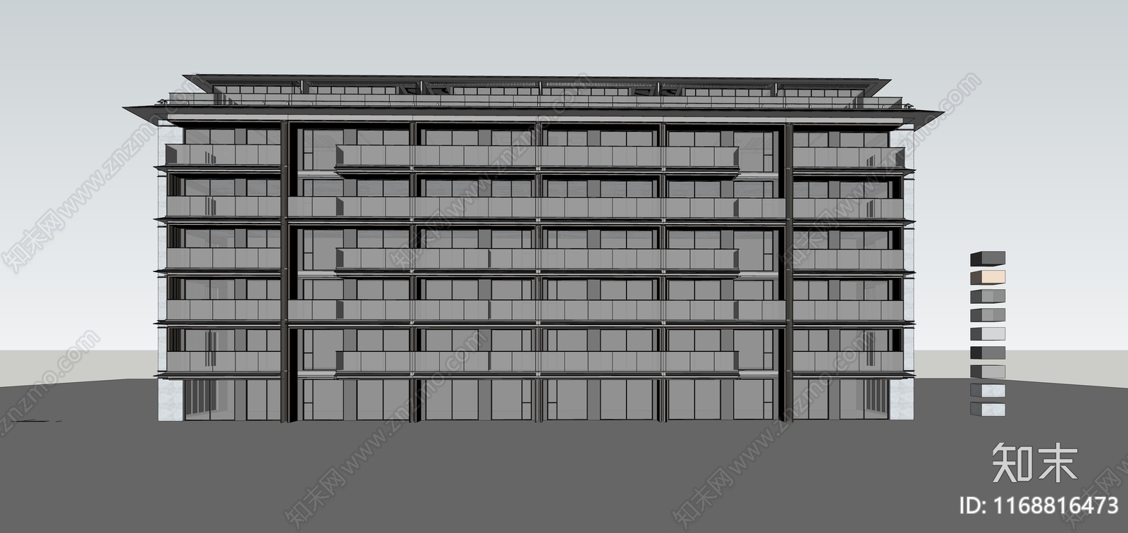 现代新中式多层住宅SU模型下载【ID:1168816473】