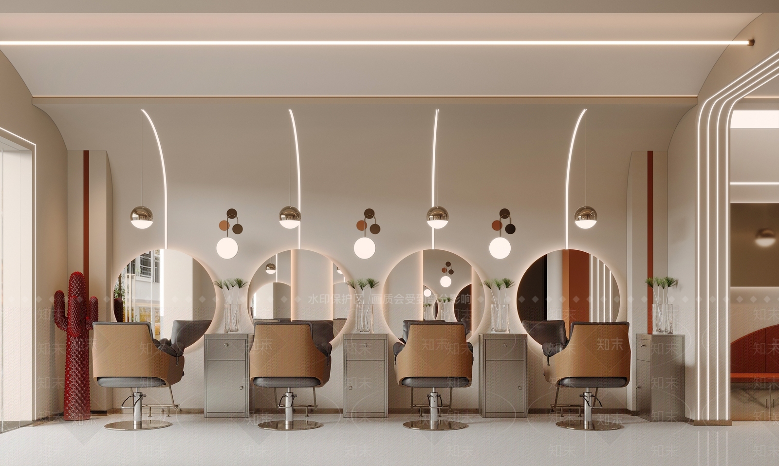 现代奶油美发店3D模型下载【ID:1168817382】