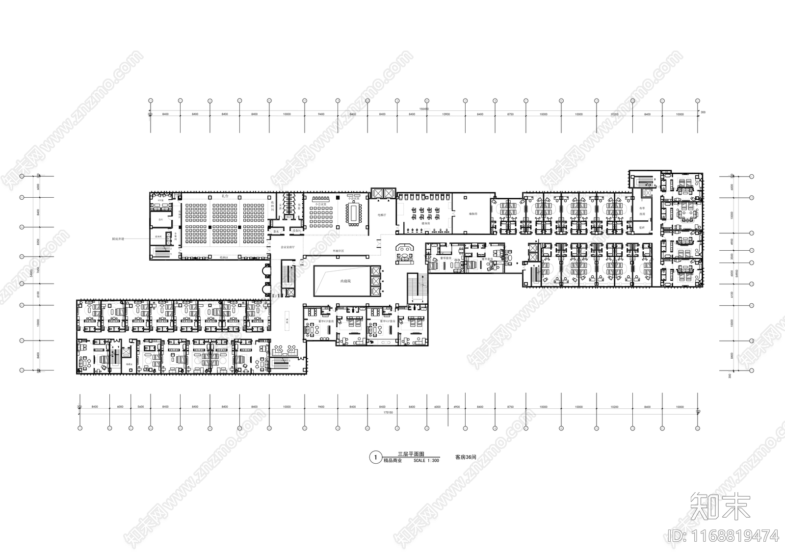 现代酒店cad施工图下载【ID:1168819474】