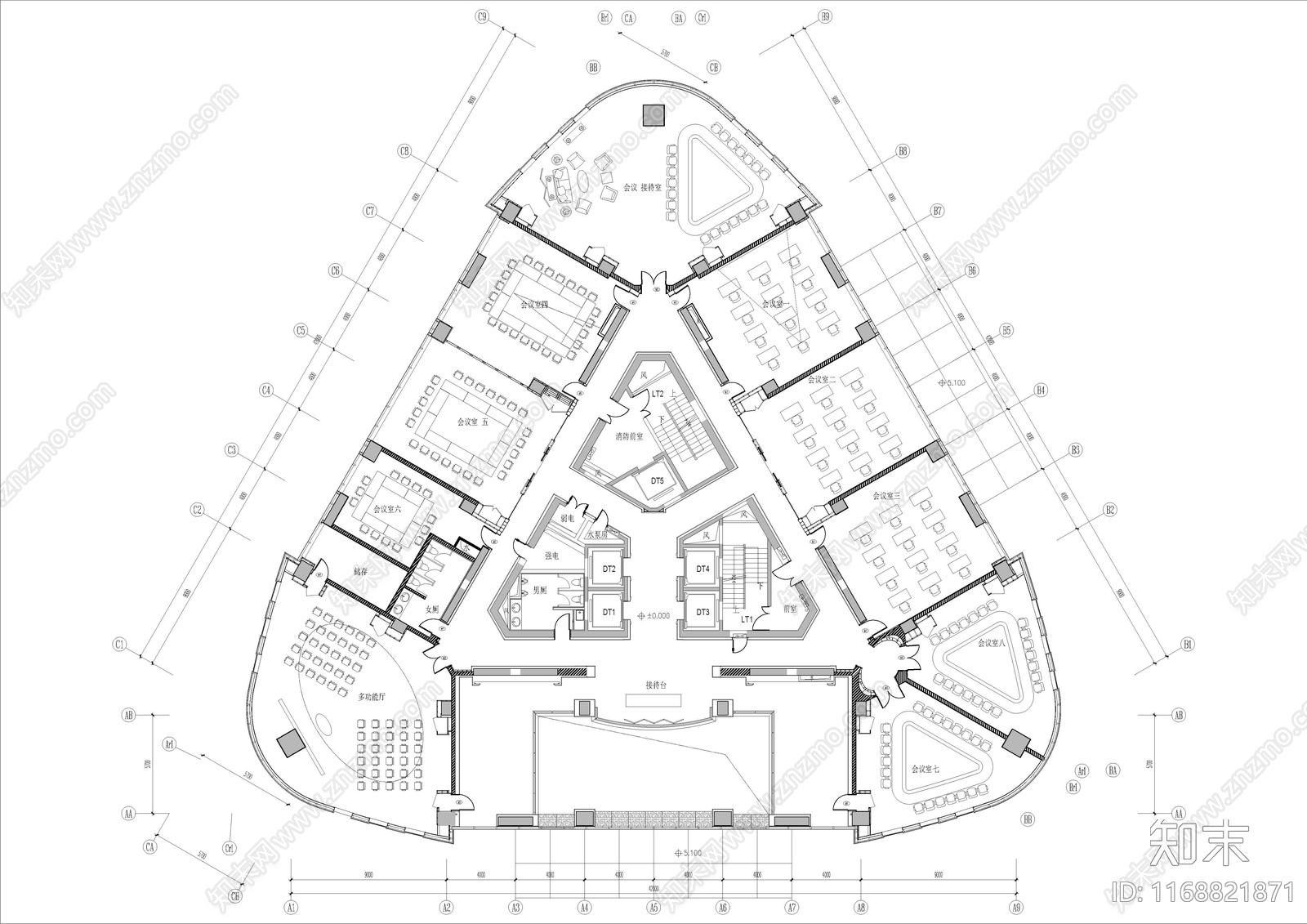 现代办公室cad施工图下载【ID:1168821871】