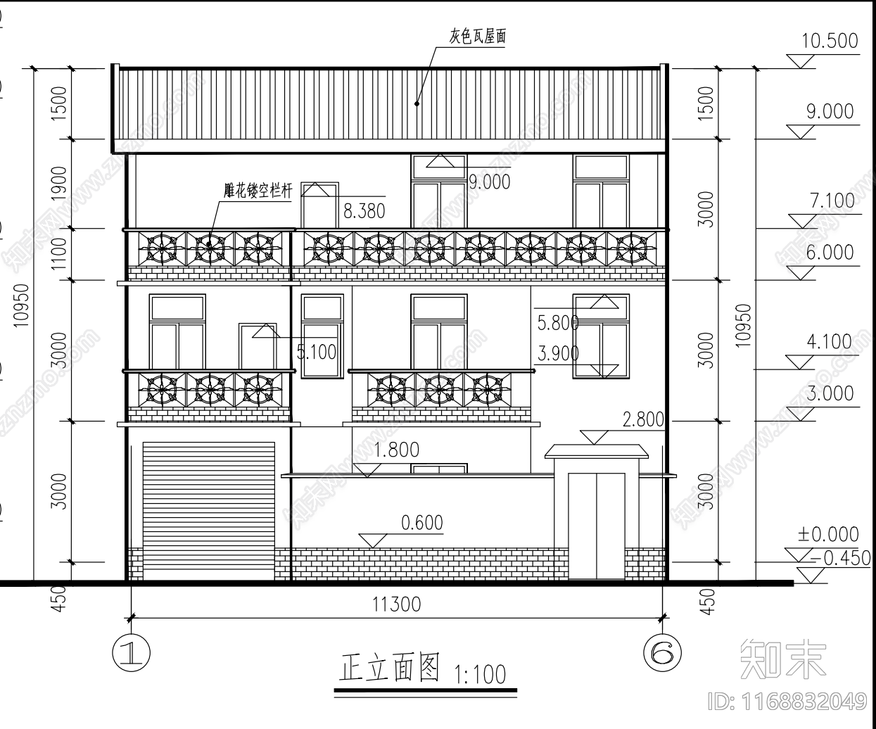 现代三合院施工图下载【ID:1168832049】