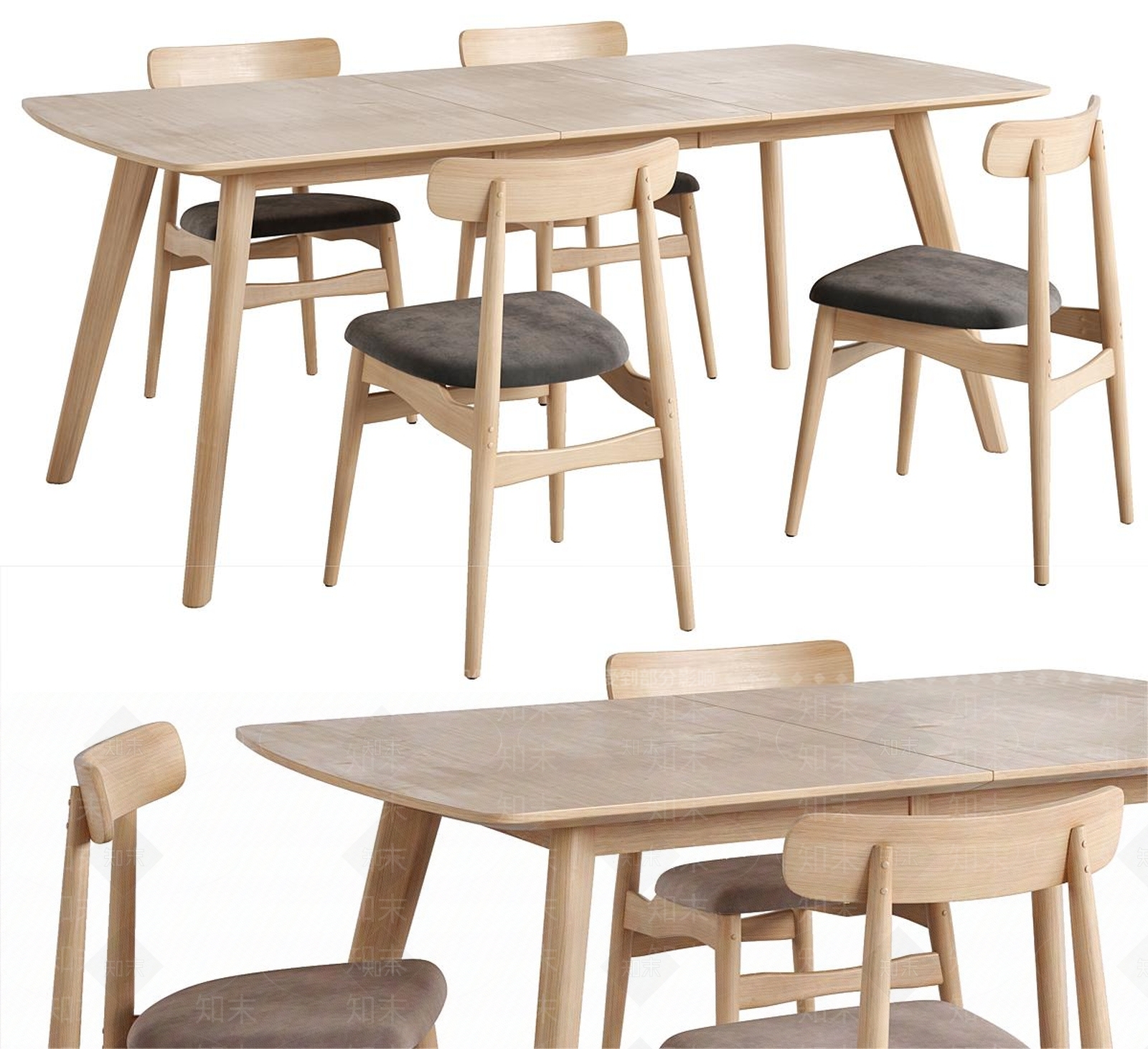 原木北欧餐桌椅3D模型下载【ID:1168835183】