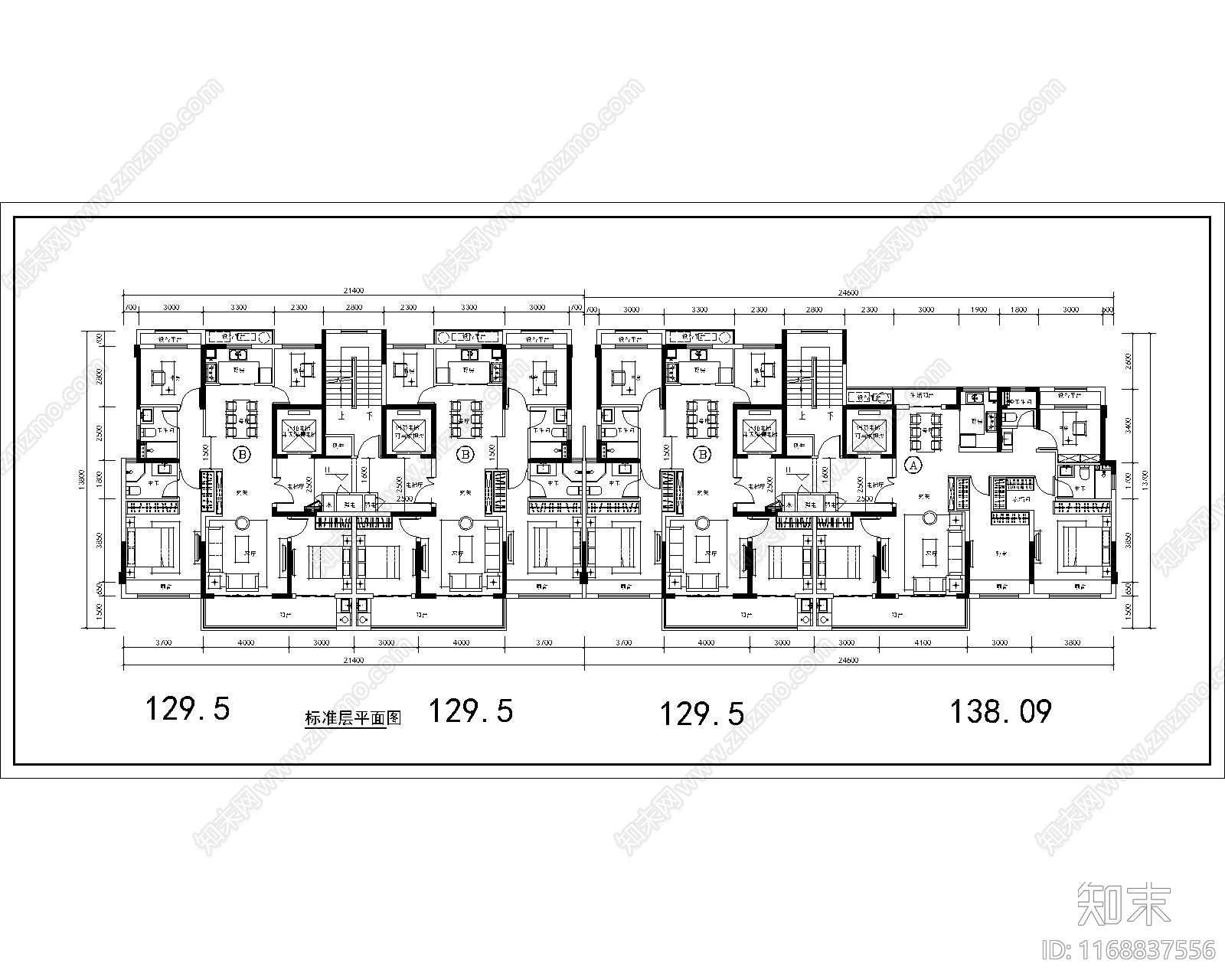 现代住宅楼建筑cad施工图下载【ID:1168837556】