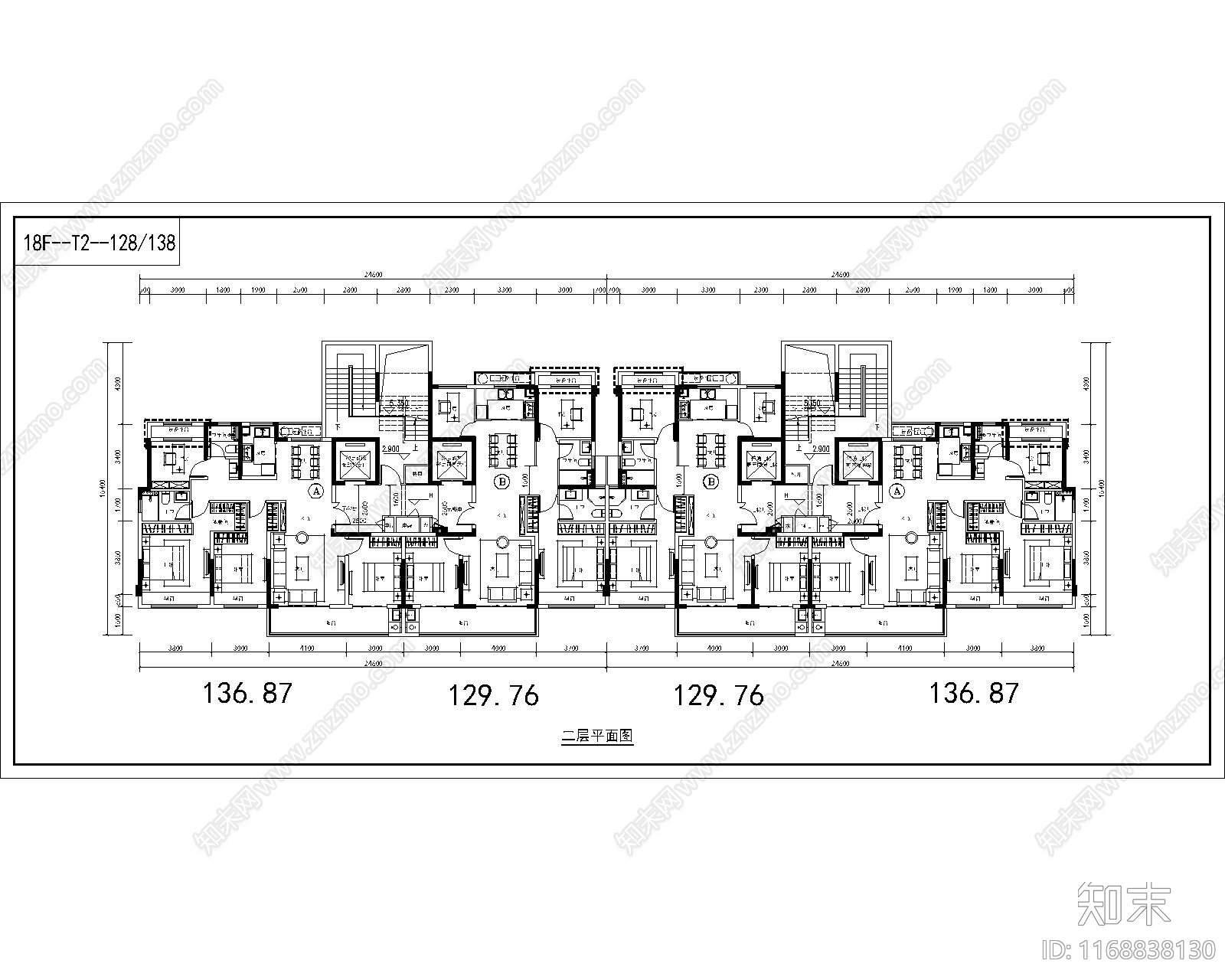 现代住宅楼建筑cad施工图下载【ID:1168838130】