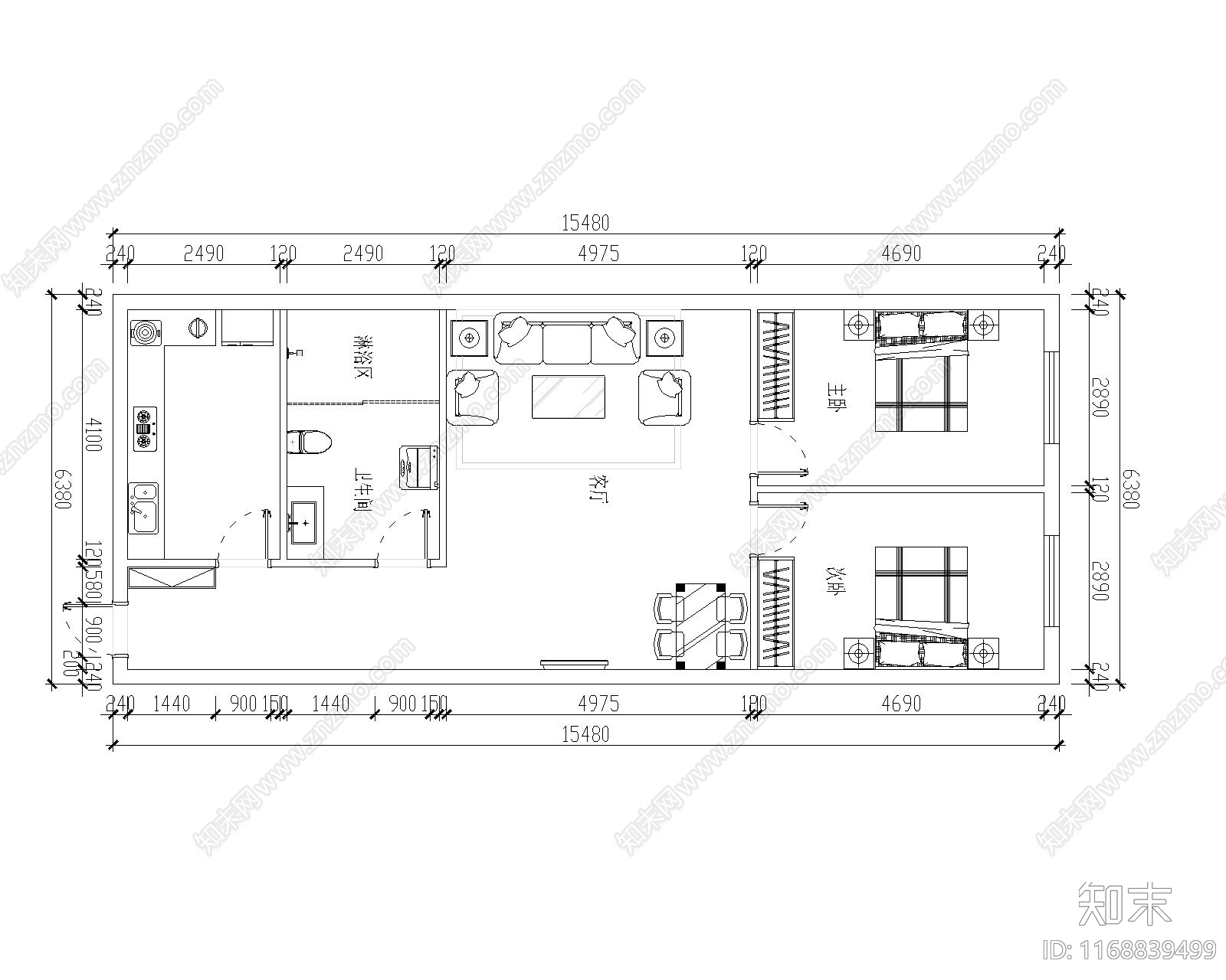 现代办公室cad施工图下载【ID:1168839499】