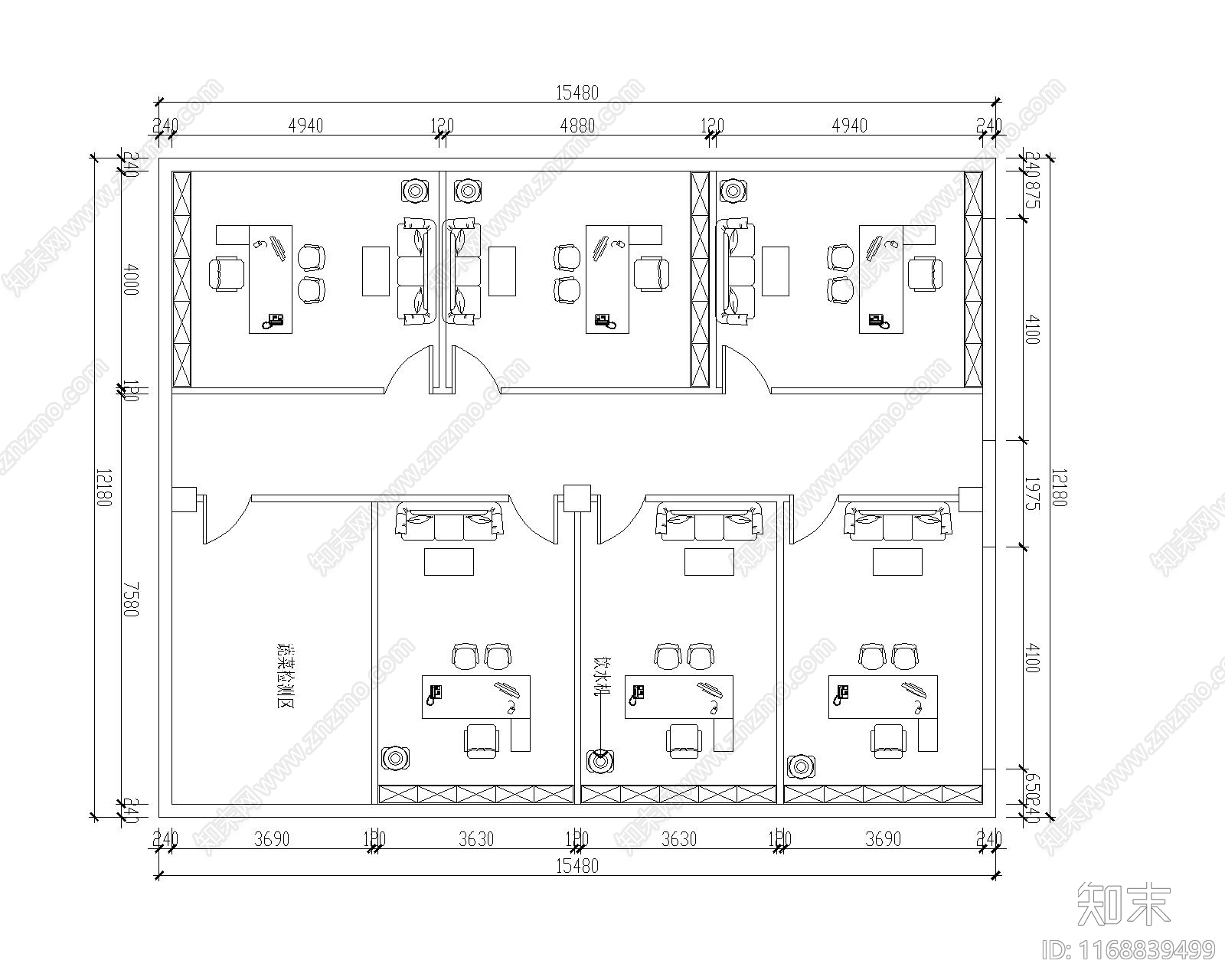 现代办公室cad施工图下载【ID:1168839499】