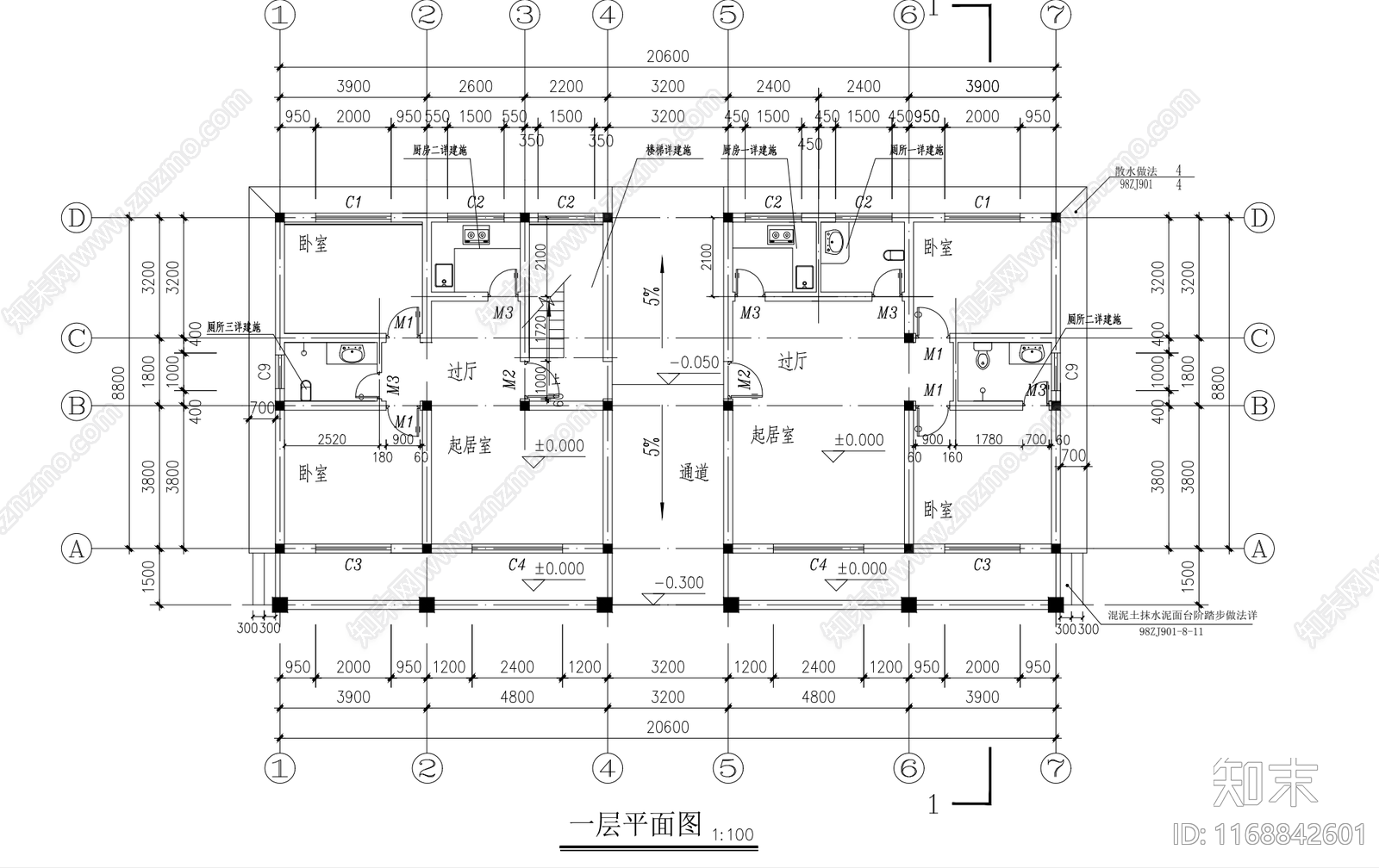 欧式别墅建筑cad施工图下载【ID:1168842601】